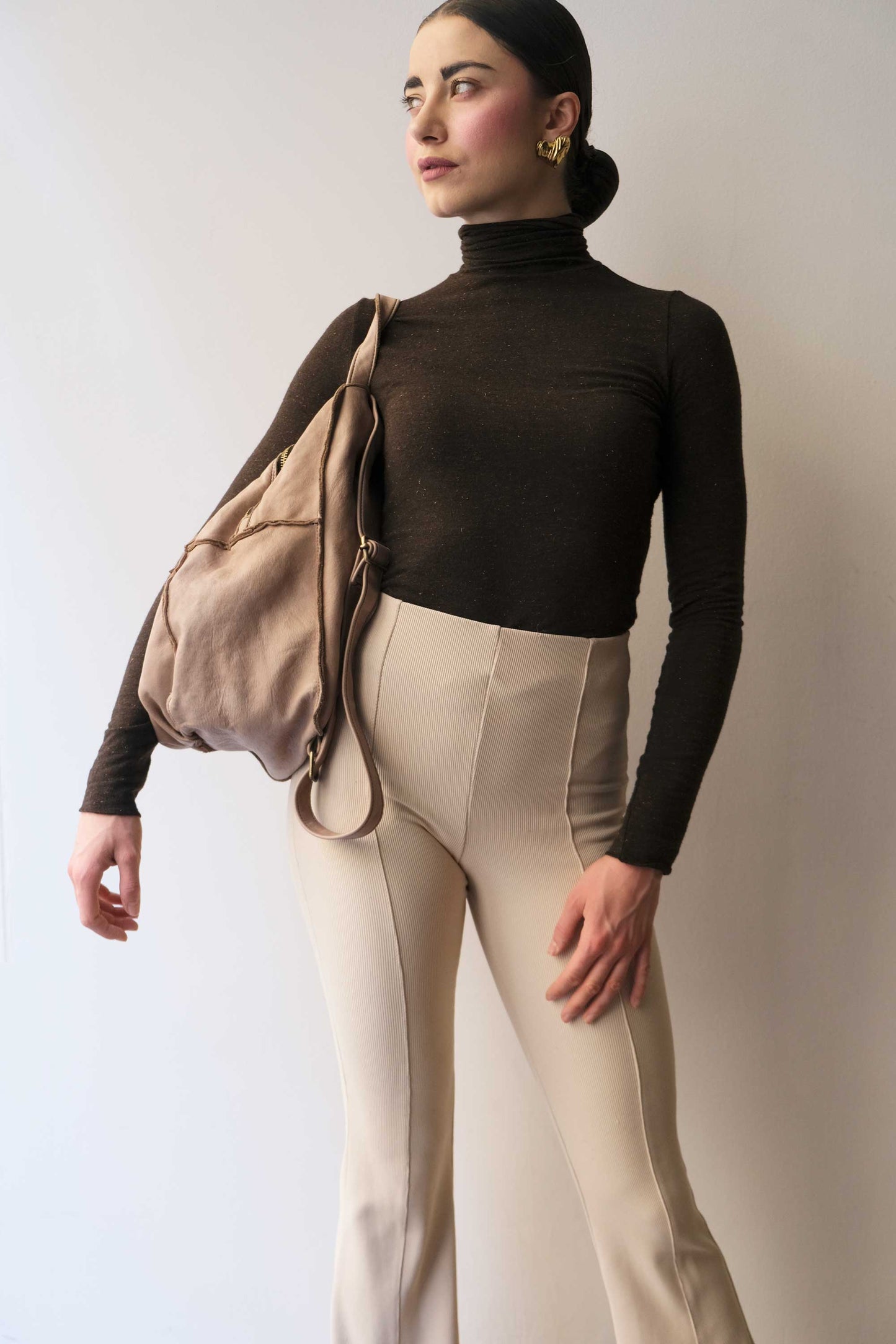 Reneri backpack sand garment-dyed leather - Made in Italy -