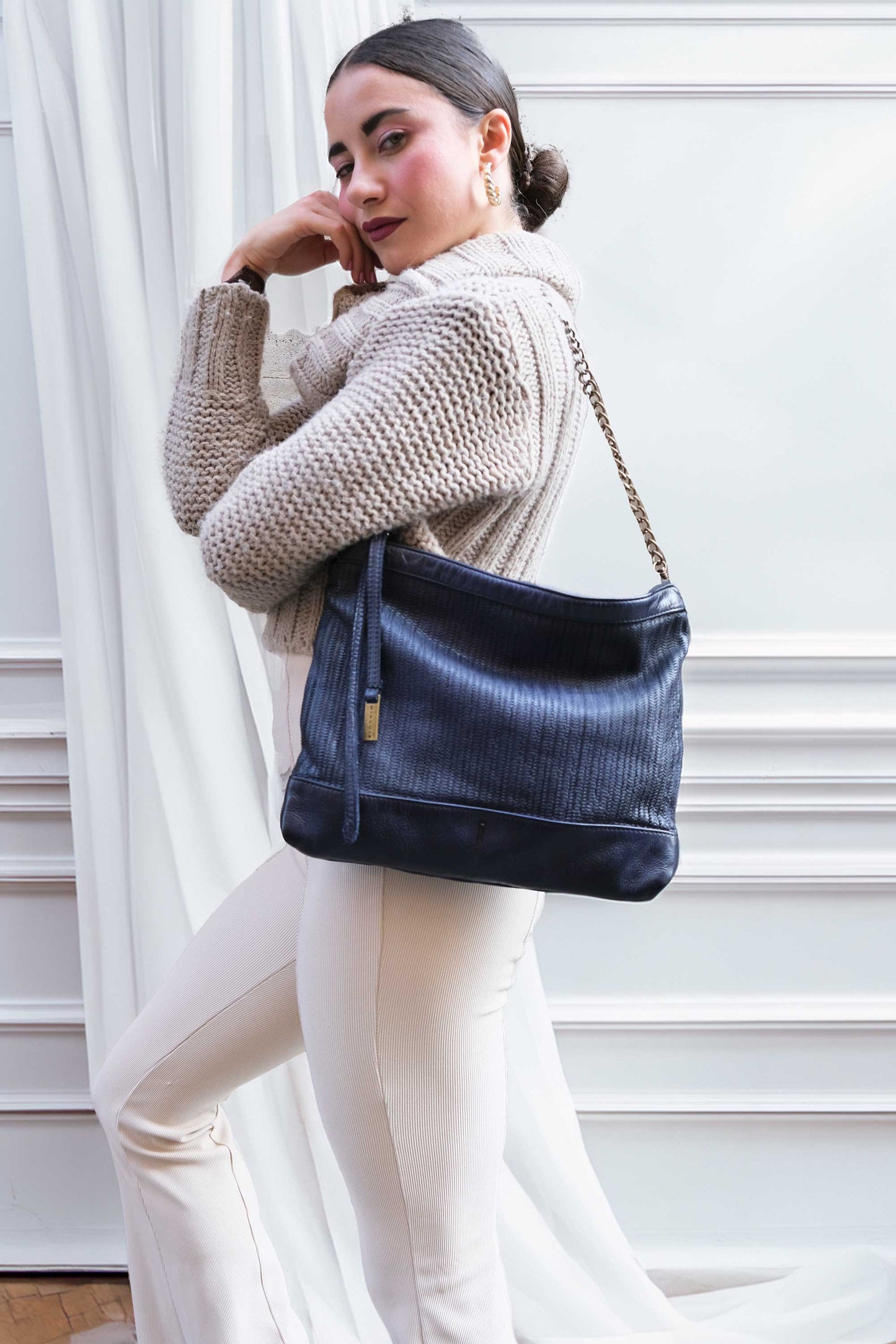 Zoe in cobalt turner calf soft leather - Made in Italy -