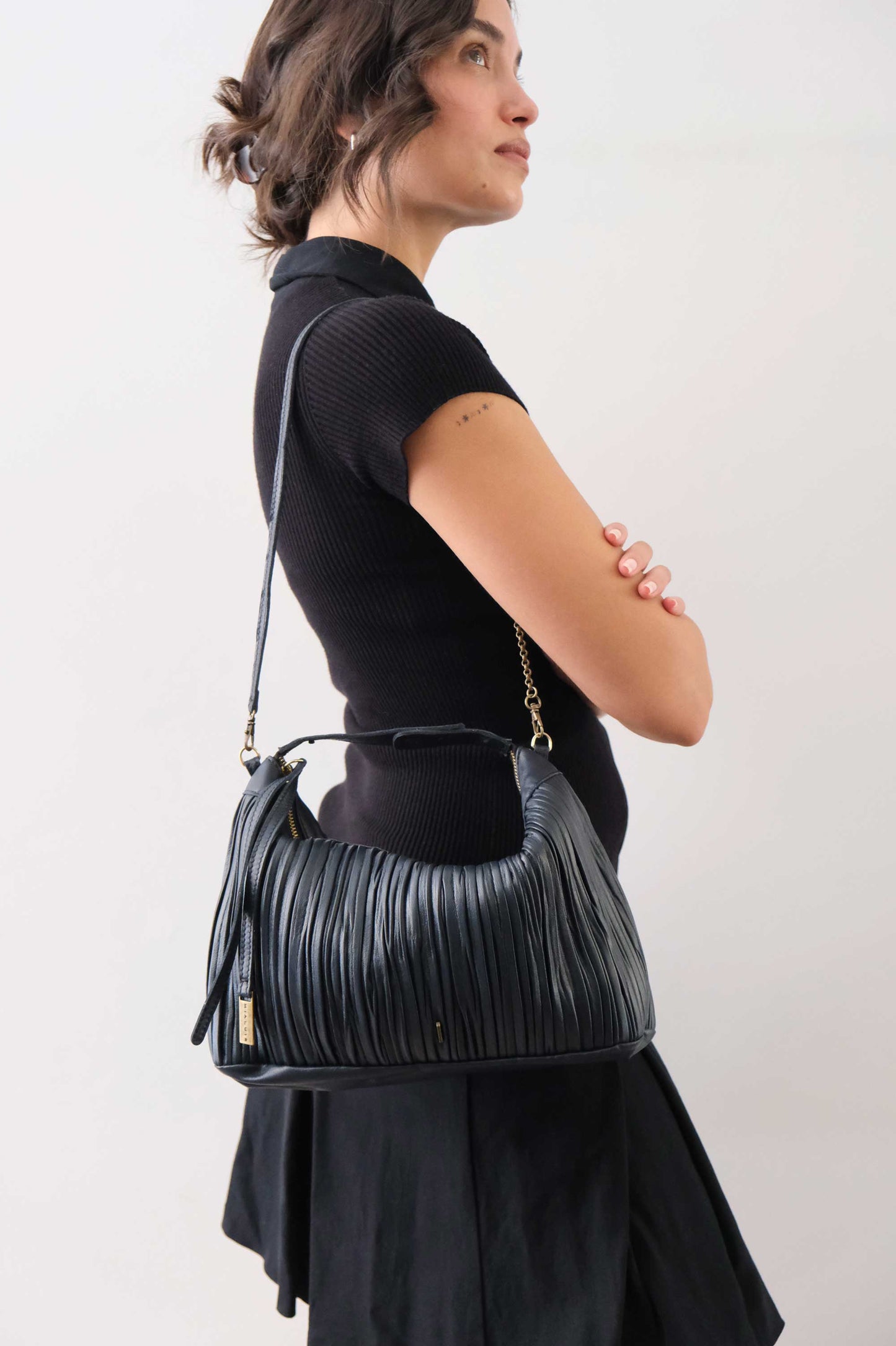 PRE ORDER discount 15%-Chicca Media hobo bag in navy pleated leather - use code PREORDER15 - ESTIMATED DELIVERY SEPTEMBER 15- Made in Italy -