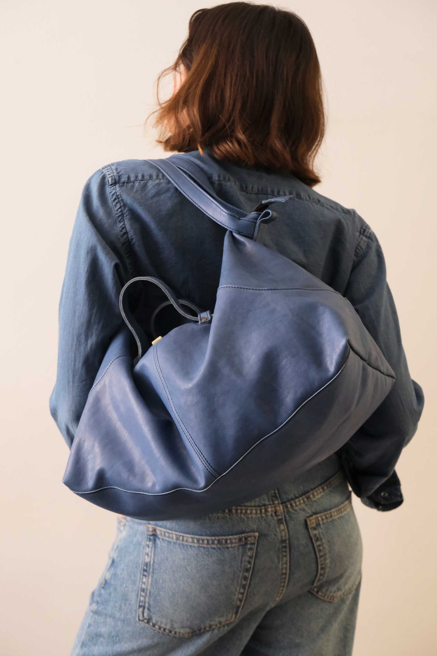 Borsa a tracolla, a mano e a spalla in nappa denim