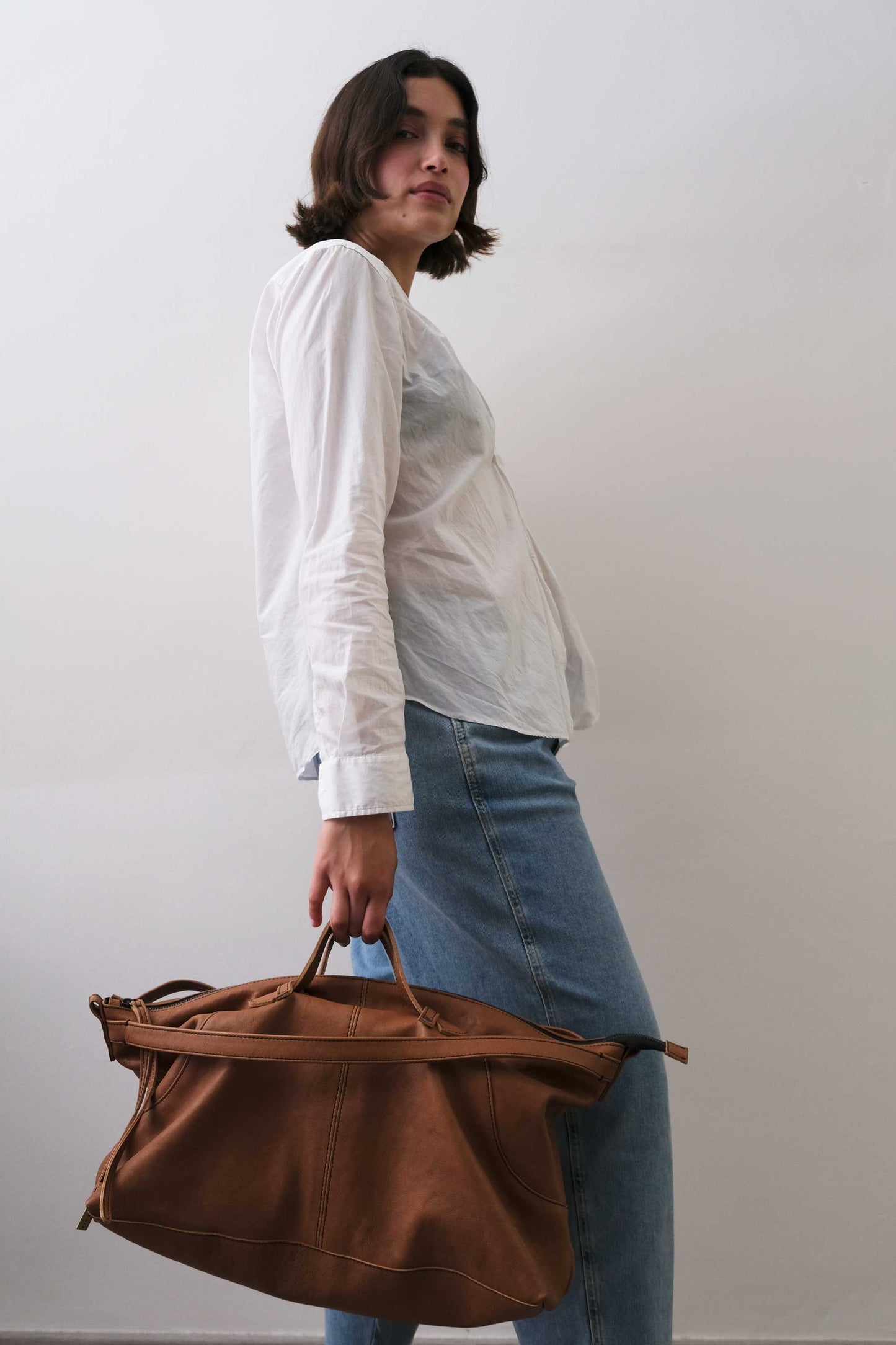 Cloudy crossbody bag in cognac nappa leather - Made in Italy -