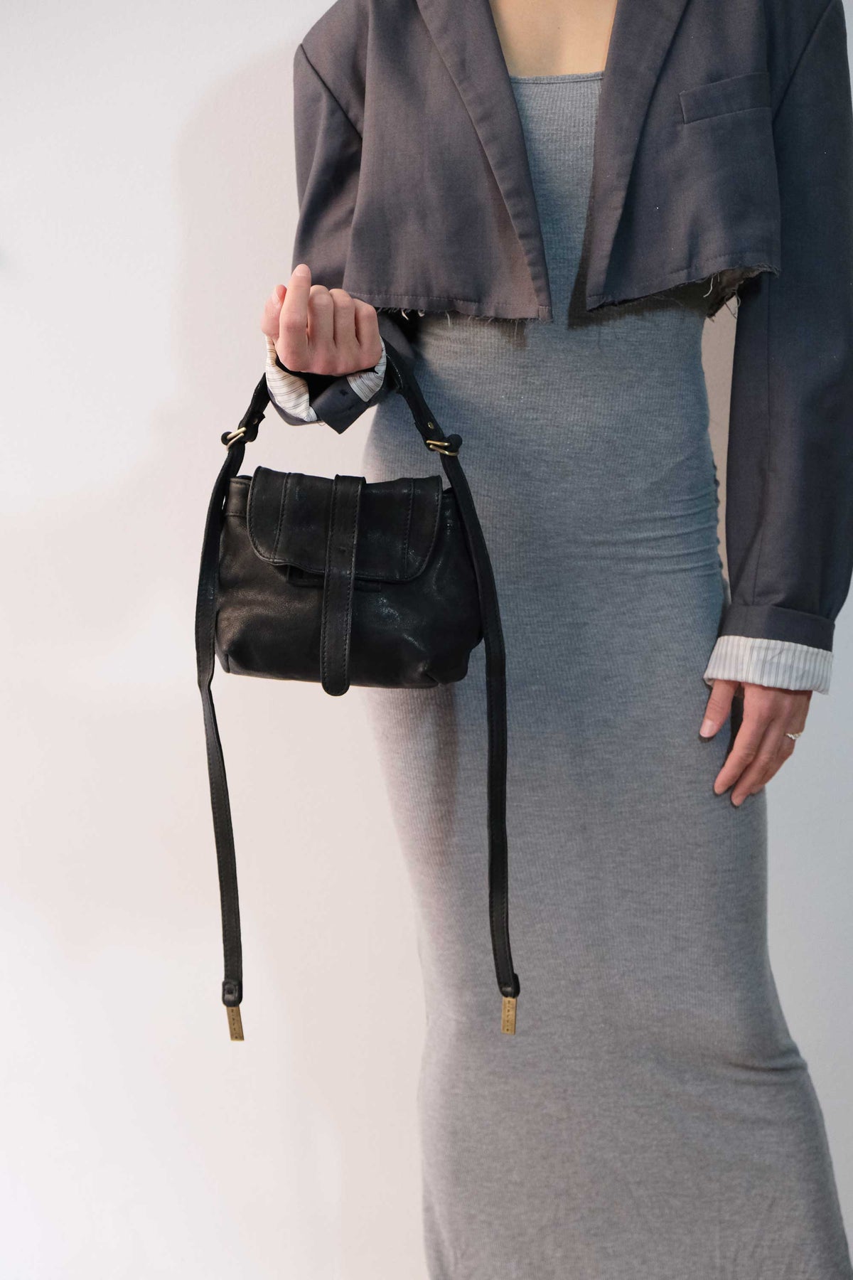 Do mini saddle bag in black soft washed nappa - Made in Italy -