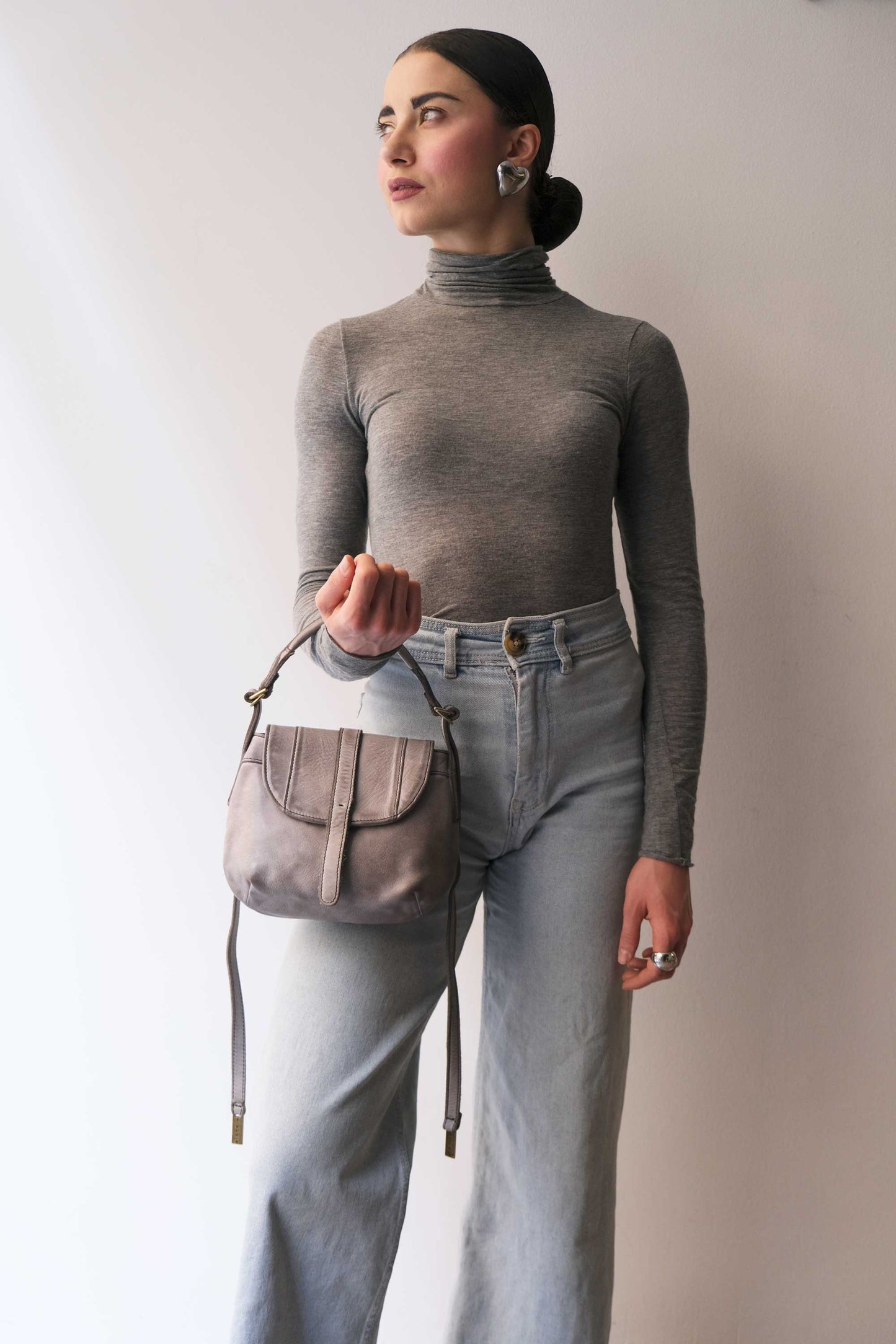 Do mini saddle bag in ash turner calf soft leather - Made in Italy-