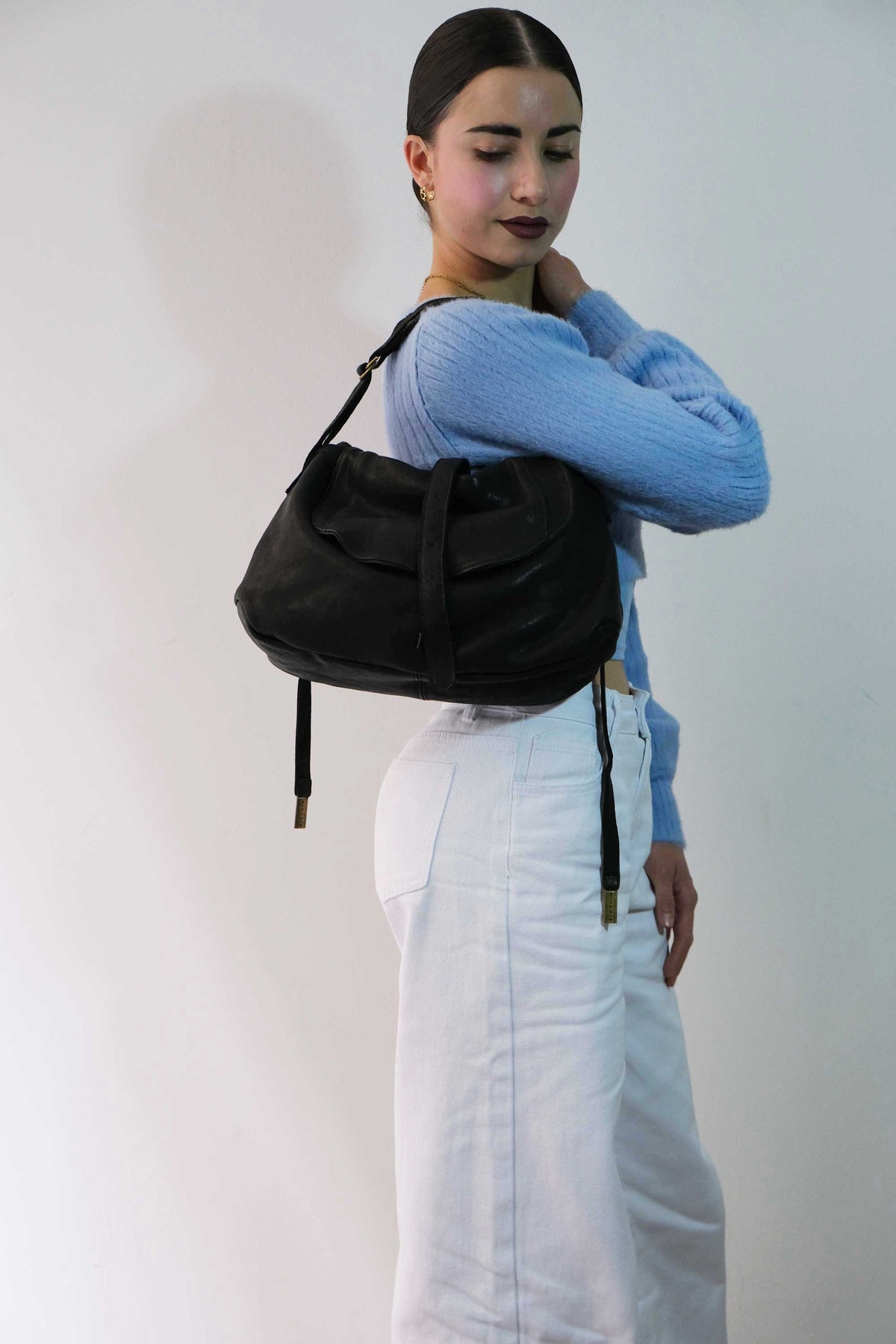 Do saddle bag in black soft washed nappa - Made in Italy -