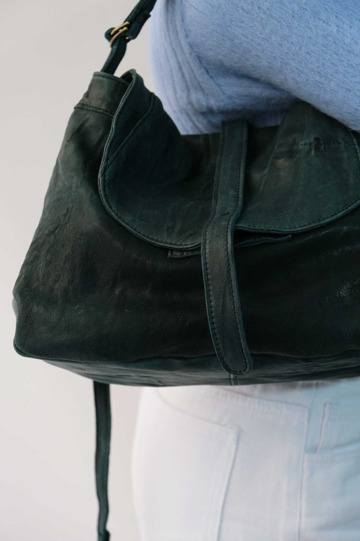 Do saddle bag in teal soft washed nappa - Made in Italy -