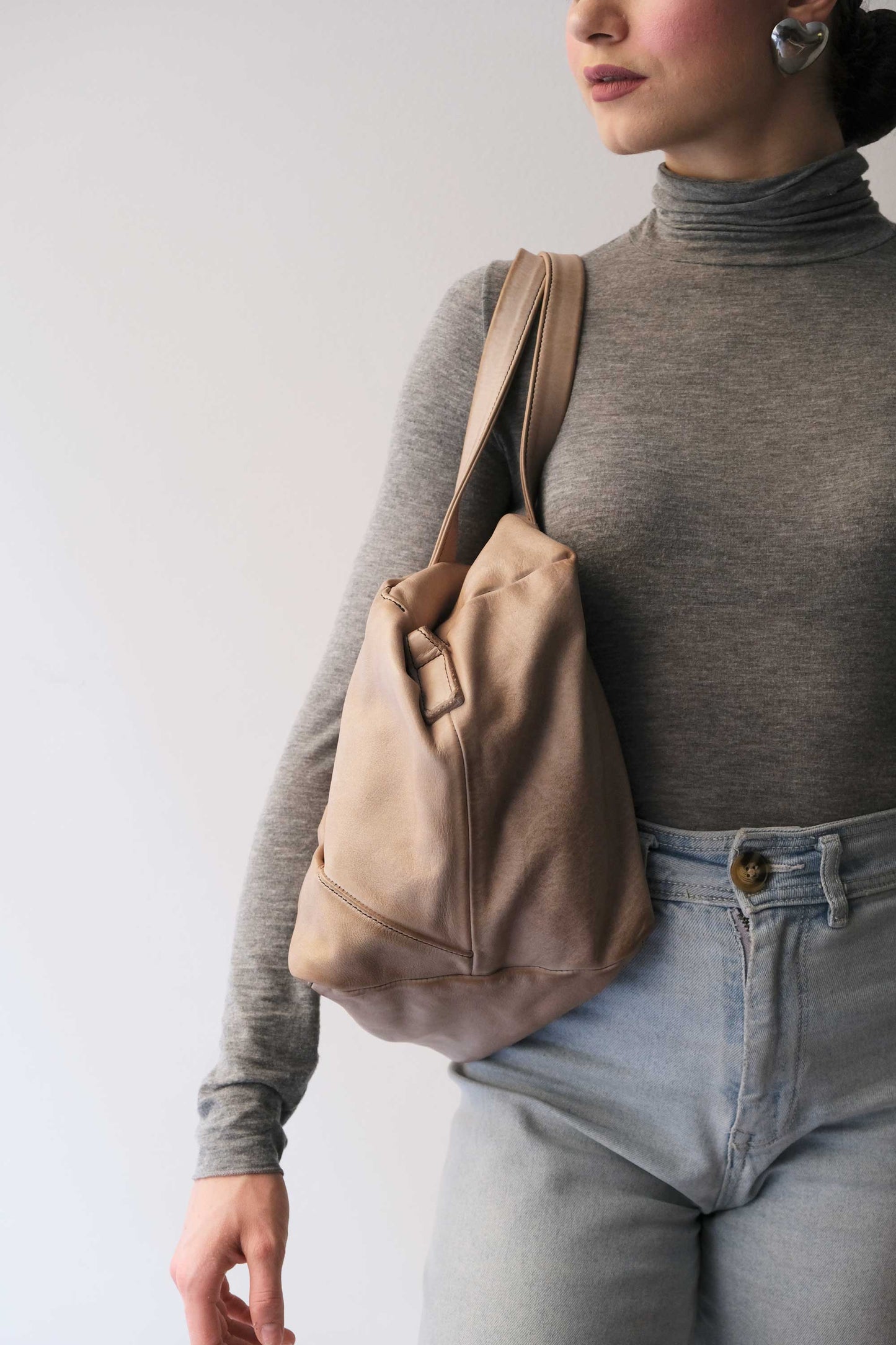 Pilli bag in sand turner soft leather - Made in Italy -