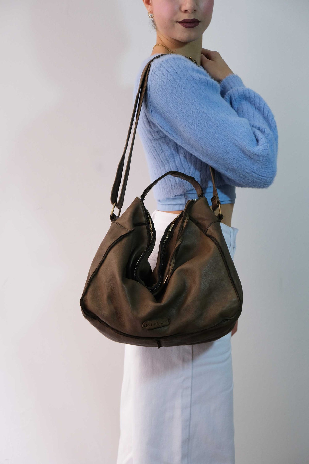 Rechi Big moss garment-dyed leather - Made in Italy -