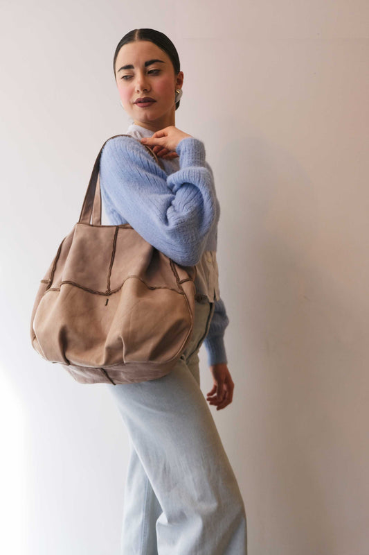 Reri bag sand garment-dyed leather - Made in Italy -