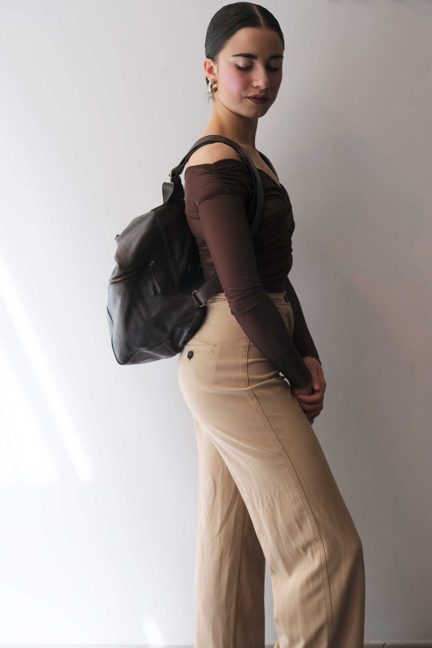 PREORDINE sconto 15% -Vicky zaino  in morbida pelle di vitello pitone effetto Turner color caffè - usa il codice PREORDER15 - LA CONSEGNA E' STIMATA 30 GIORNI DALL'ORDINE- Made in Italy -