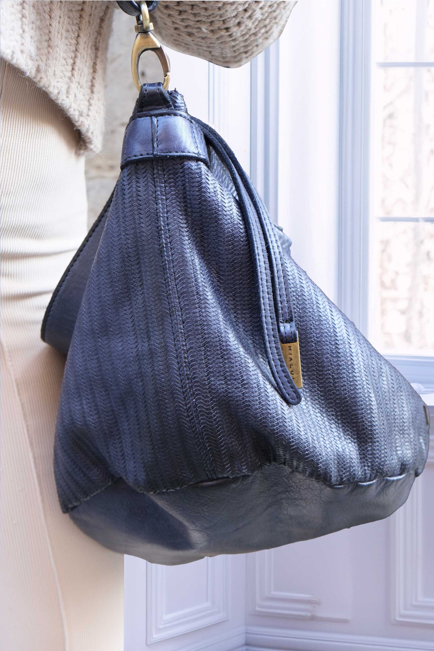 Carola bag in cobalt turner leather - Made in Italy -