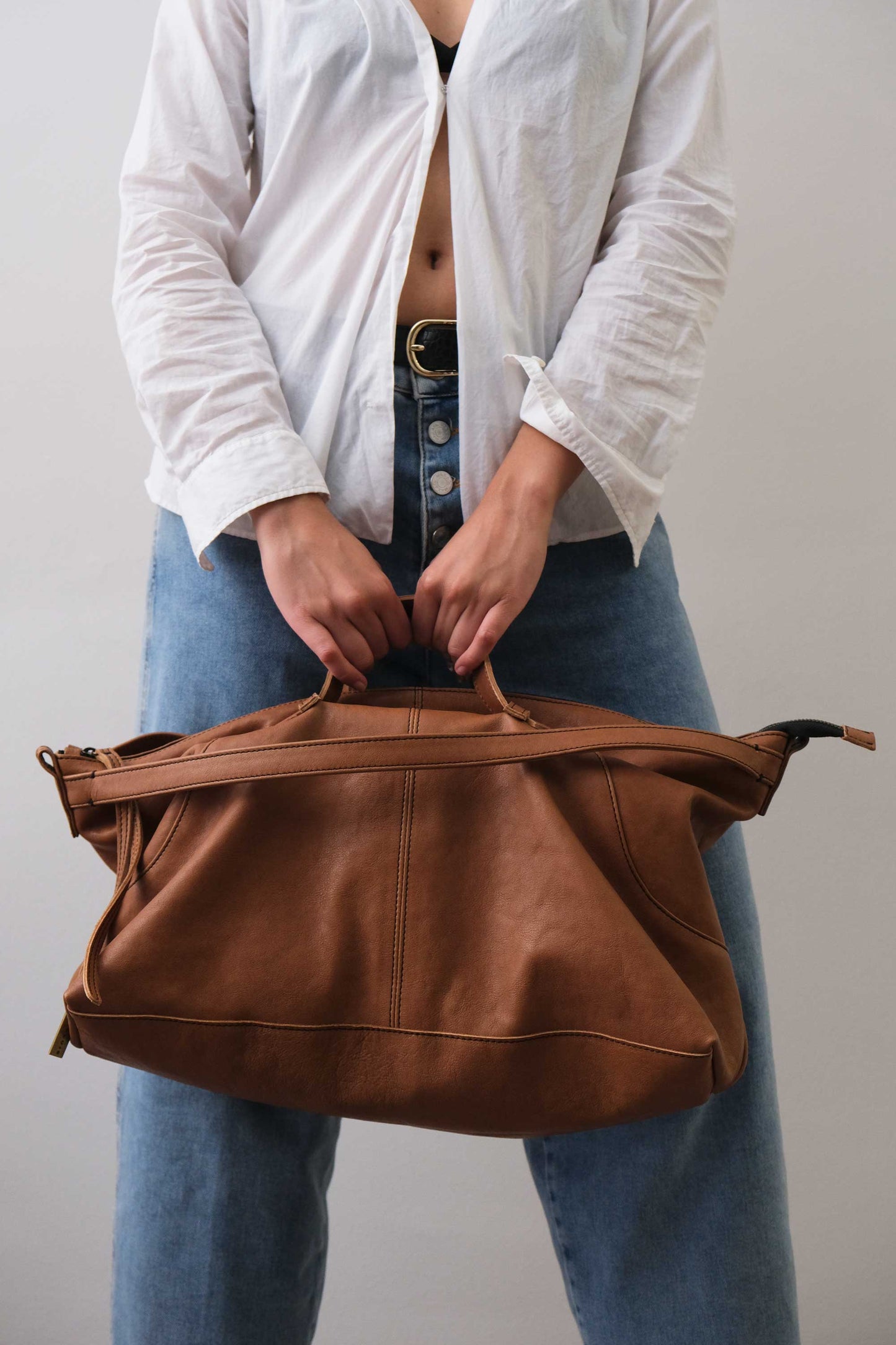 Cloudy crossbody bag in cognac nappa leather - Made in Italy -