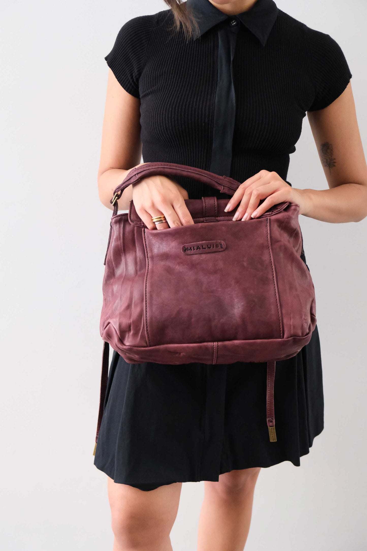 PRE ORDER discount 15%-Do saddle bag in plum soft nappa lomé  - use code PREORDER15 - ESTIMATED DELIVERY SEPTEMBER 15- Made in Italy -