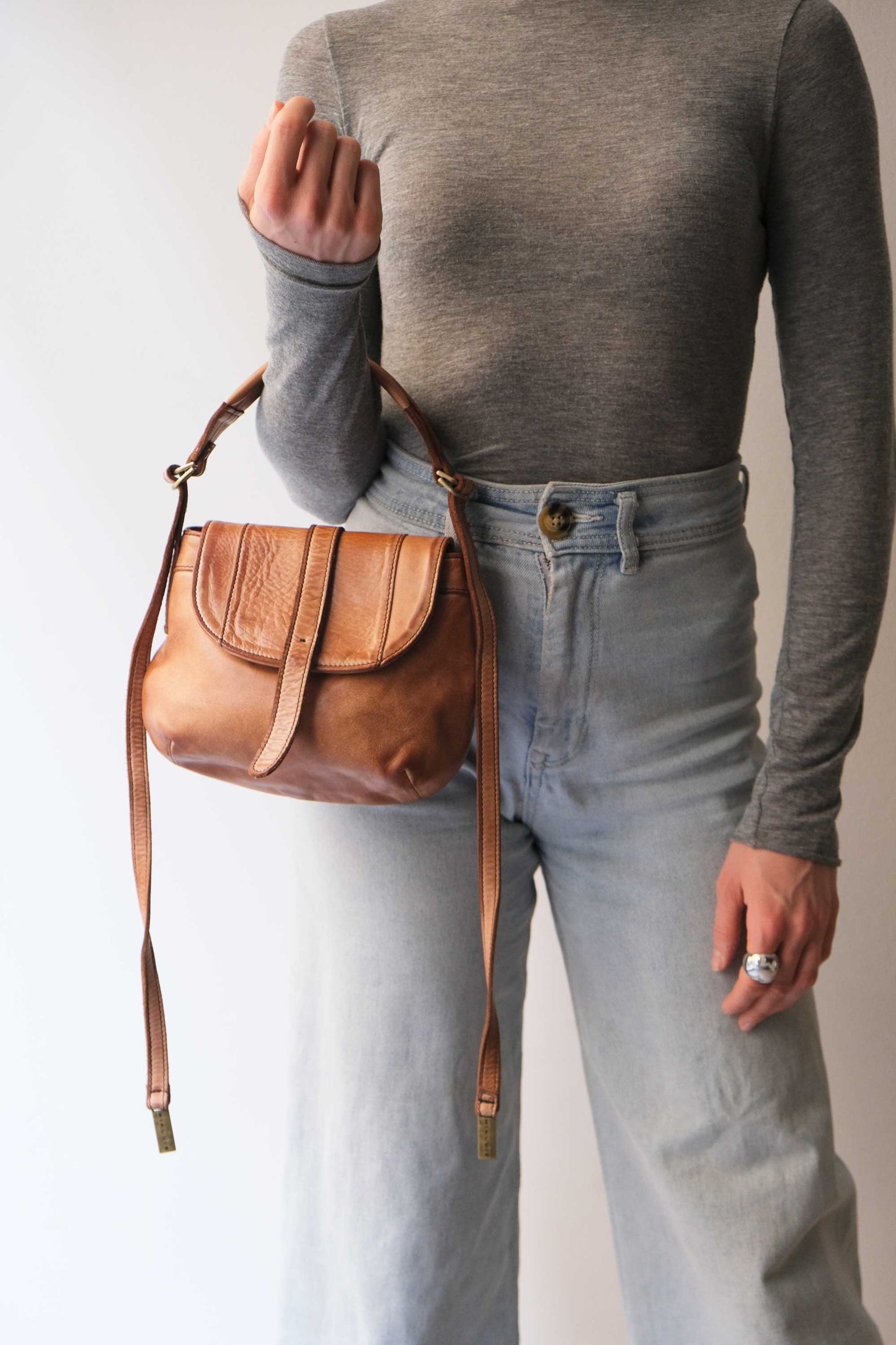 Do mini saddle bag in cognac turner calf soft leather - Made in Italy-