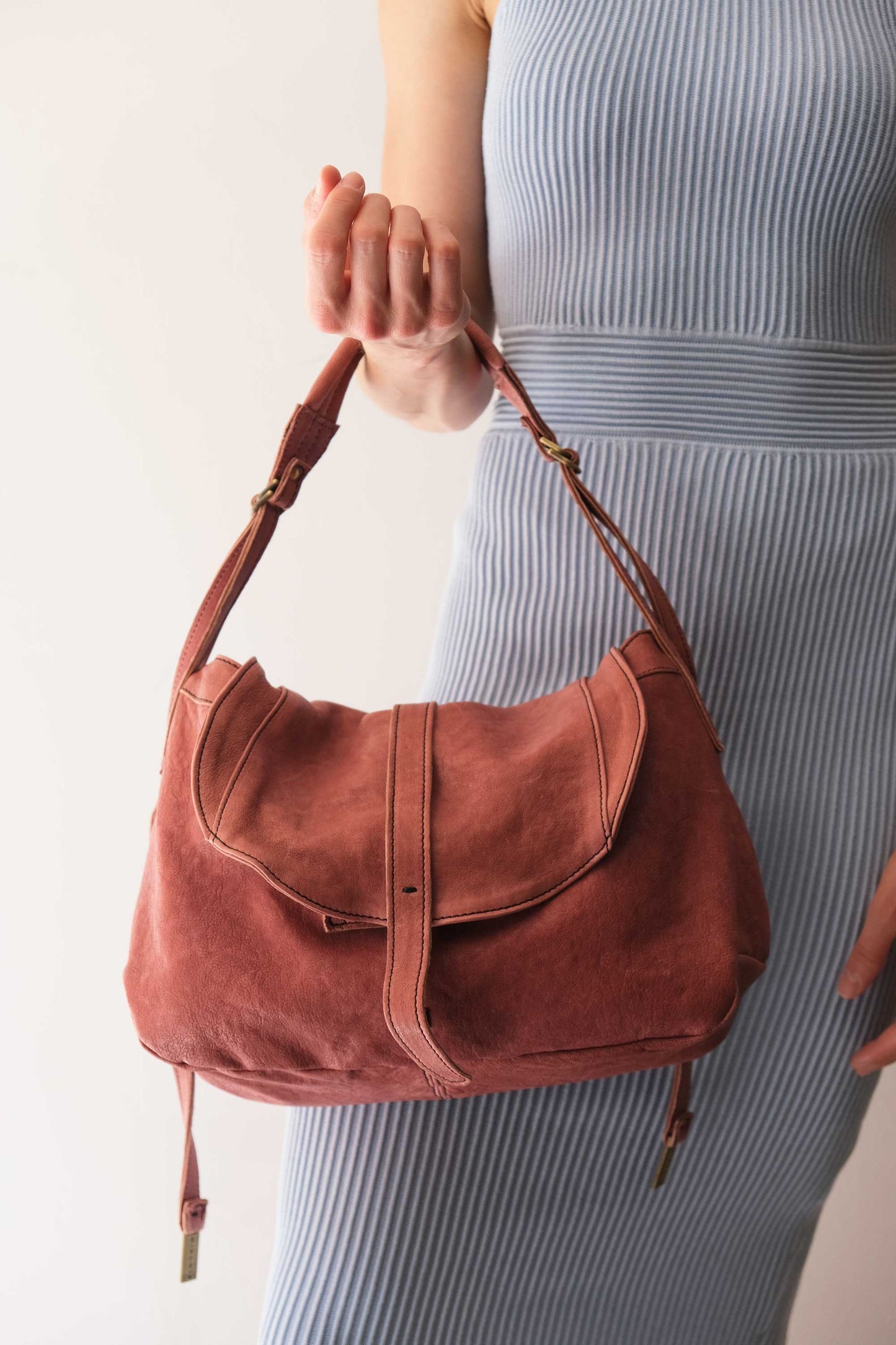 Do saddle bag mauve in soft natural nappa - Made in Italy -