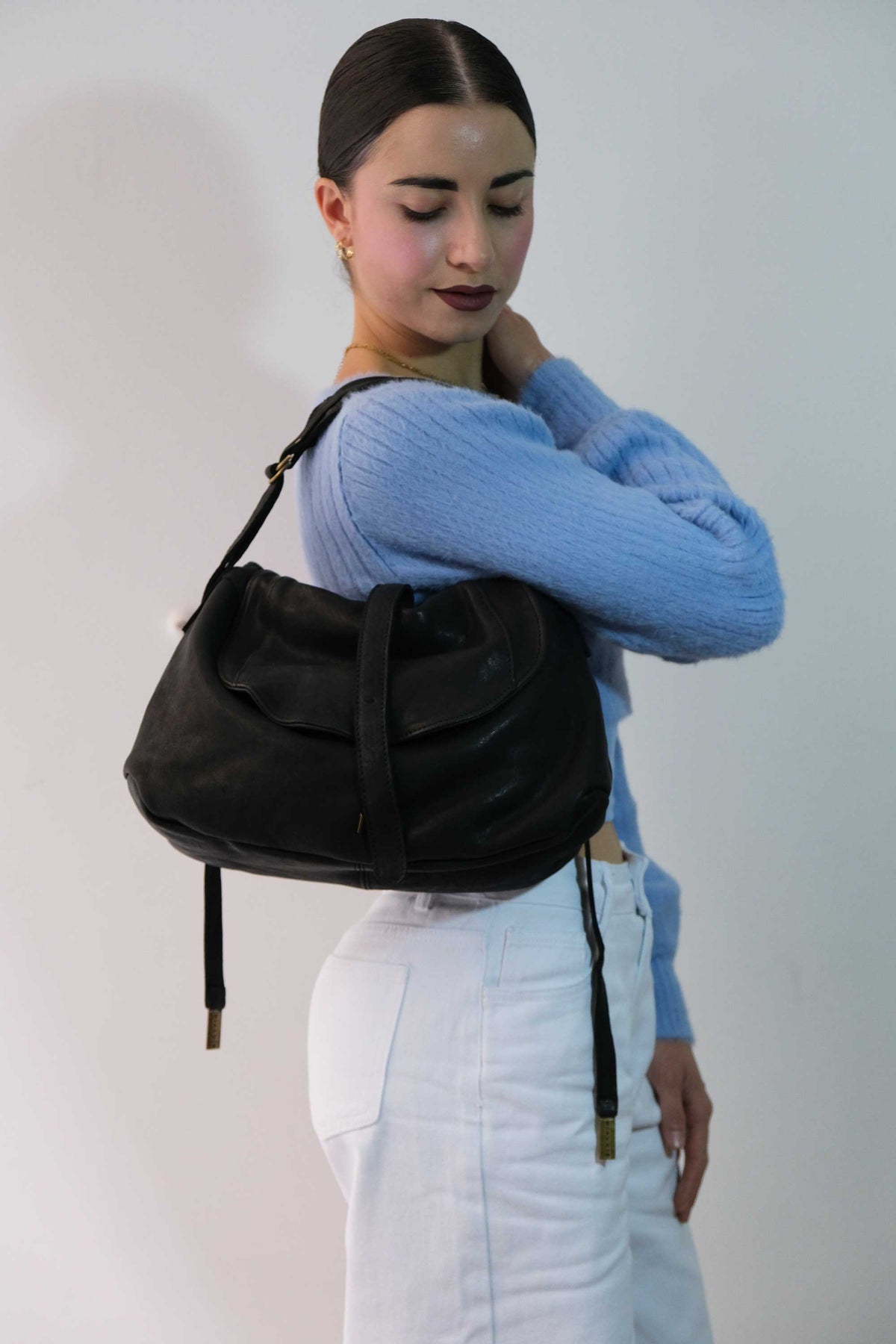 Do saddle bag in black soft washed nappa - Made in Italy -