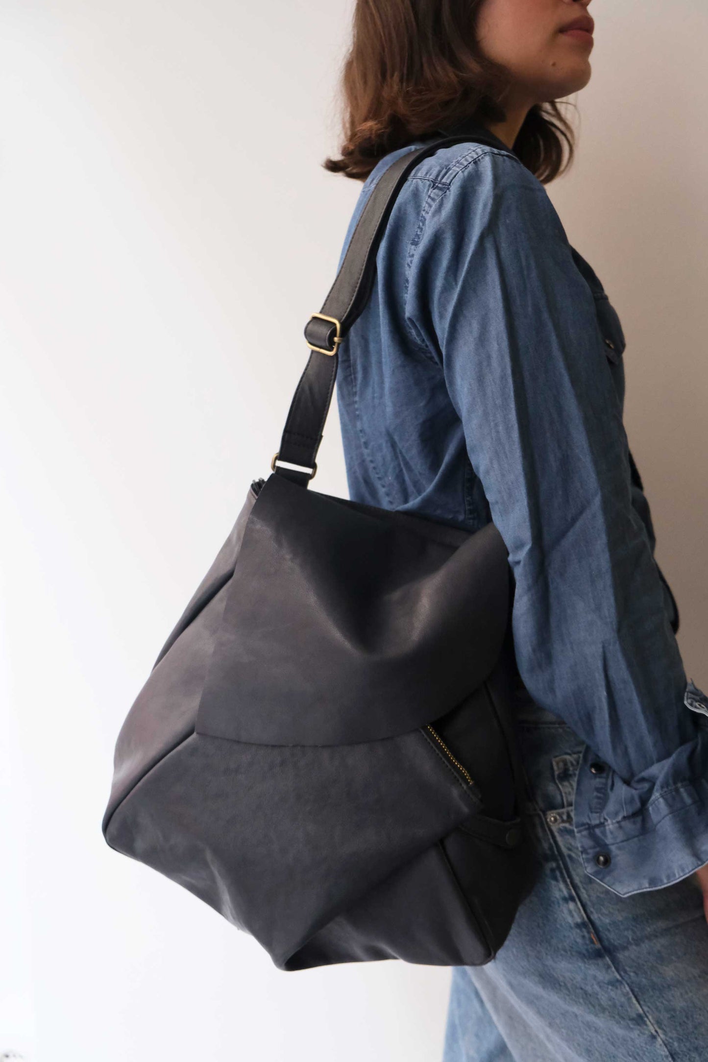 Gabri tote bag in soft nappa navy - Made in Italy -