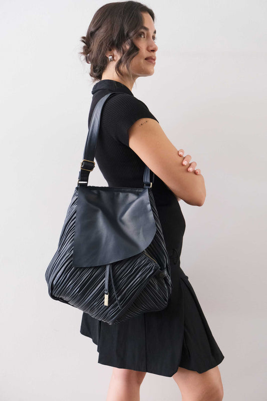 PRE ORDER discount 15%-Gabri tote bag in pleated navy colour nappa leather - use code PREORDER15 - ESTIMATED DELIVERY SEPTEMBER 15- Made in Italy -