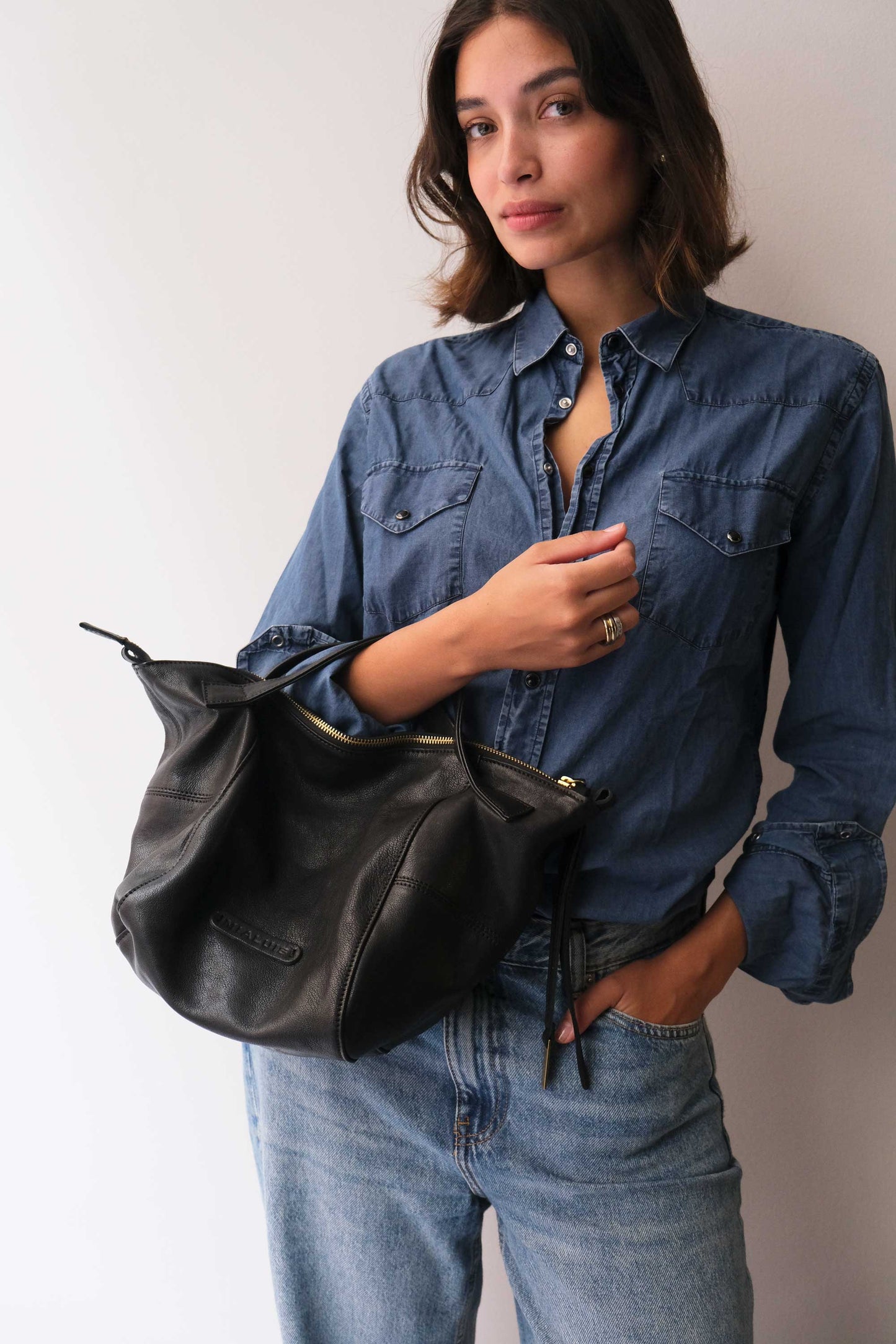 Marty bag in black soft nappa - Made in Italy -