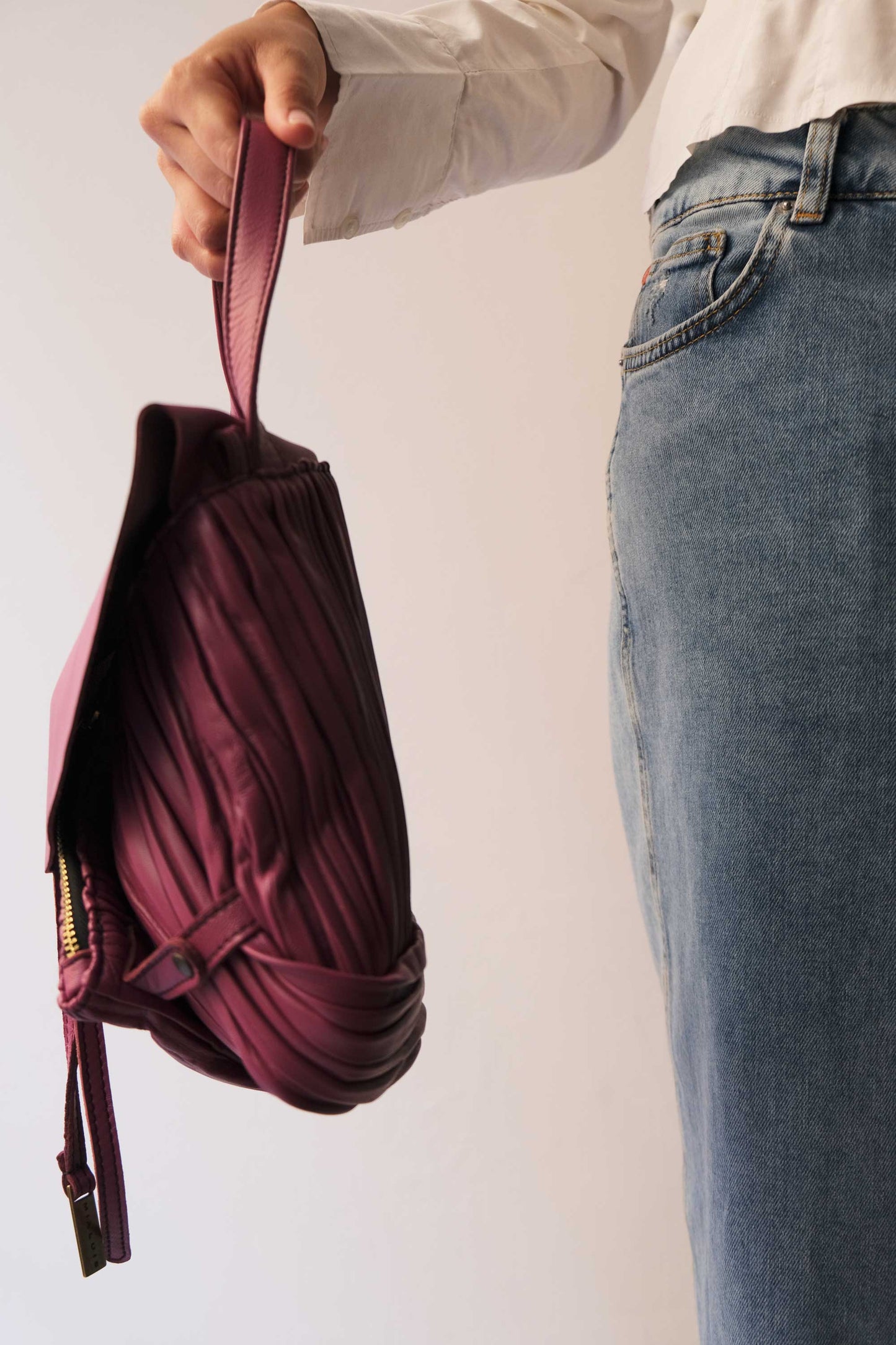 PRE ORDER discount 15%- Minu in pleated barolo colour leather- use code PREORDER15 - ESTIMATED DELIVERY END SEPTEMBER - Made in Italy -