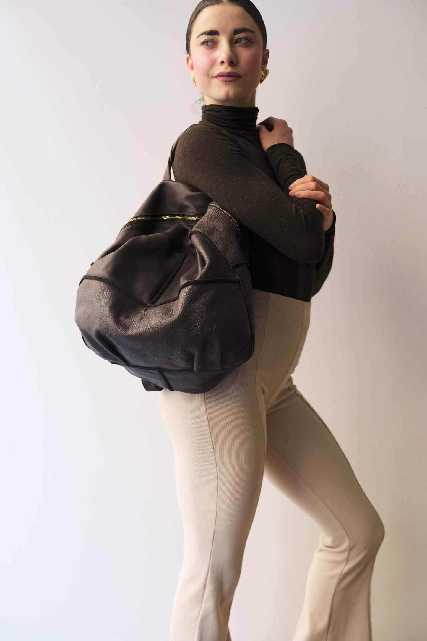 Reneri backpack brown garment-dyed leather - Made in Italy -