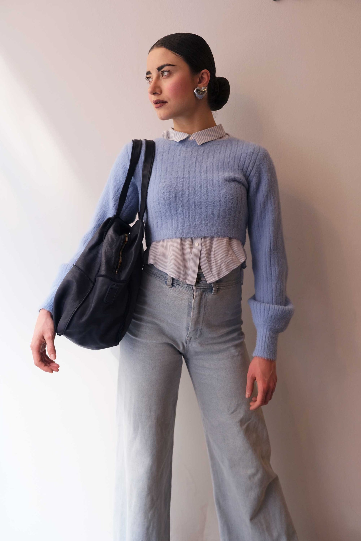 Reri bag navy garment-dyed leather - Made in Italy -