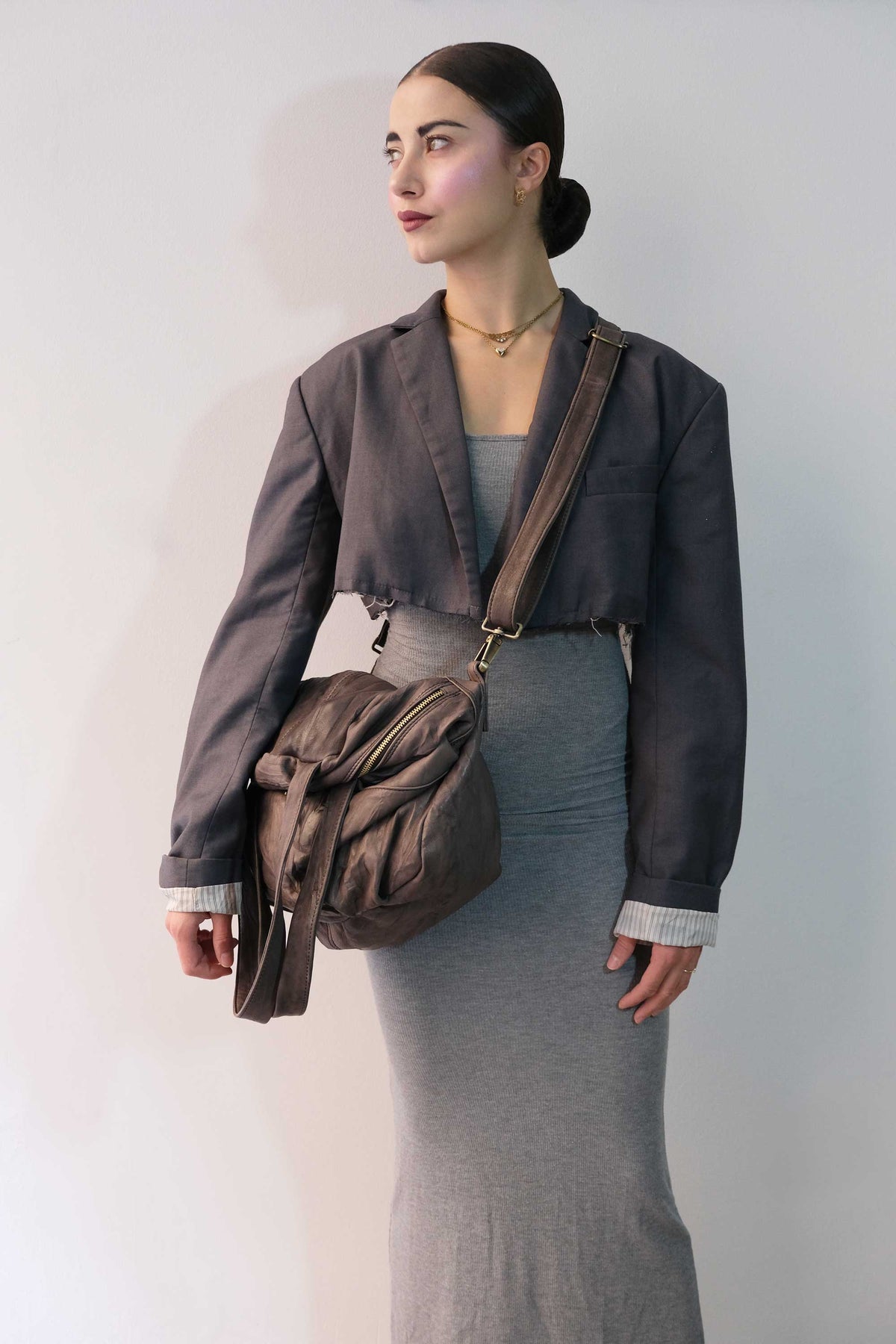 Riri tote bag in soft nappa lomé tobacco - Made in Italy -