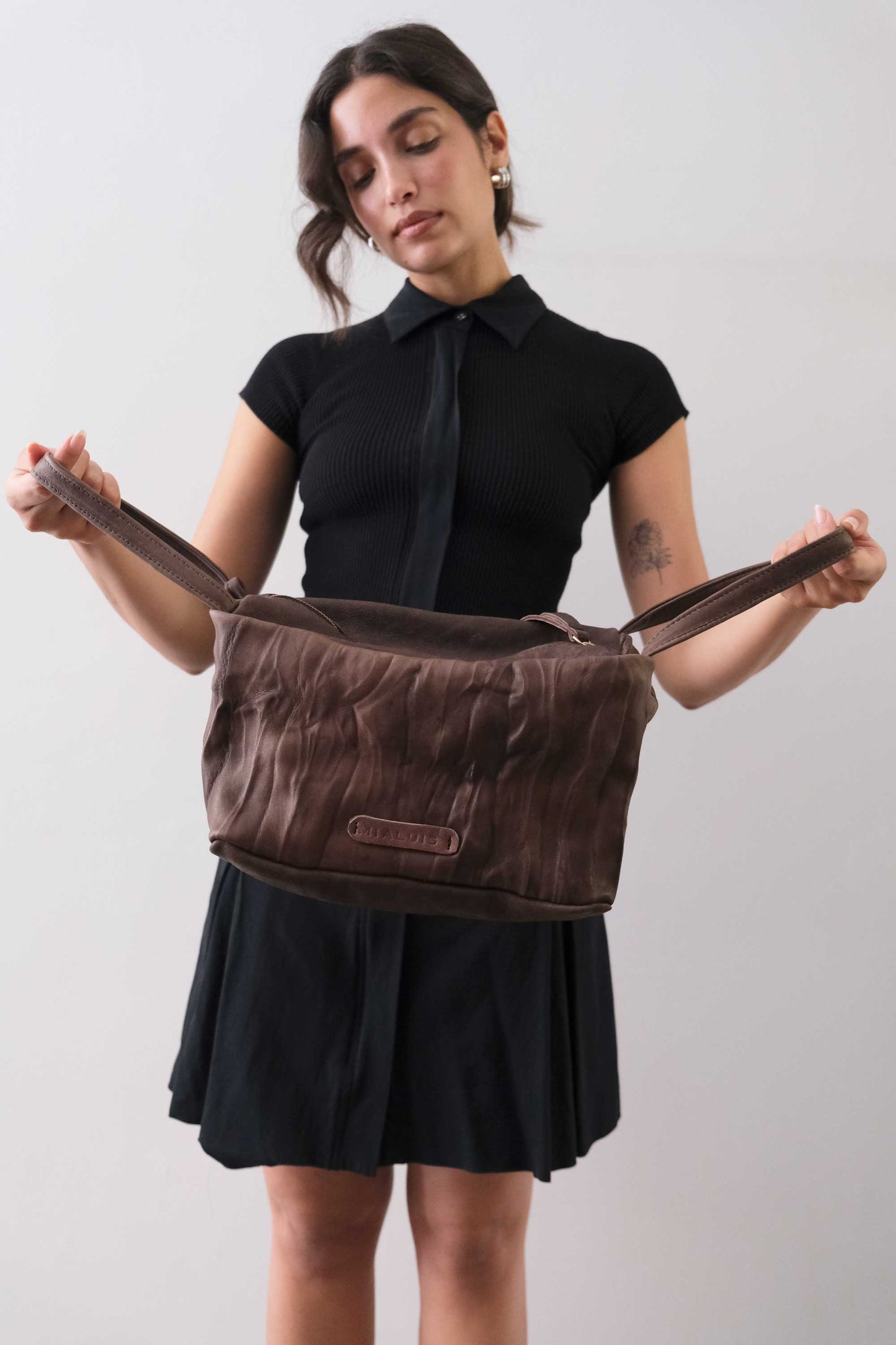 PRE ORDER discount 15%-Bobo top handle bag in brown  nappa lomè soft leather - use code PREORDER15 - ESTIMATED DELIVERY SEPTEMBER 15- Made in Italy -