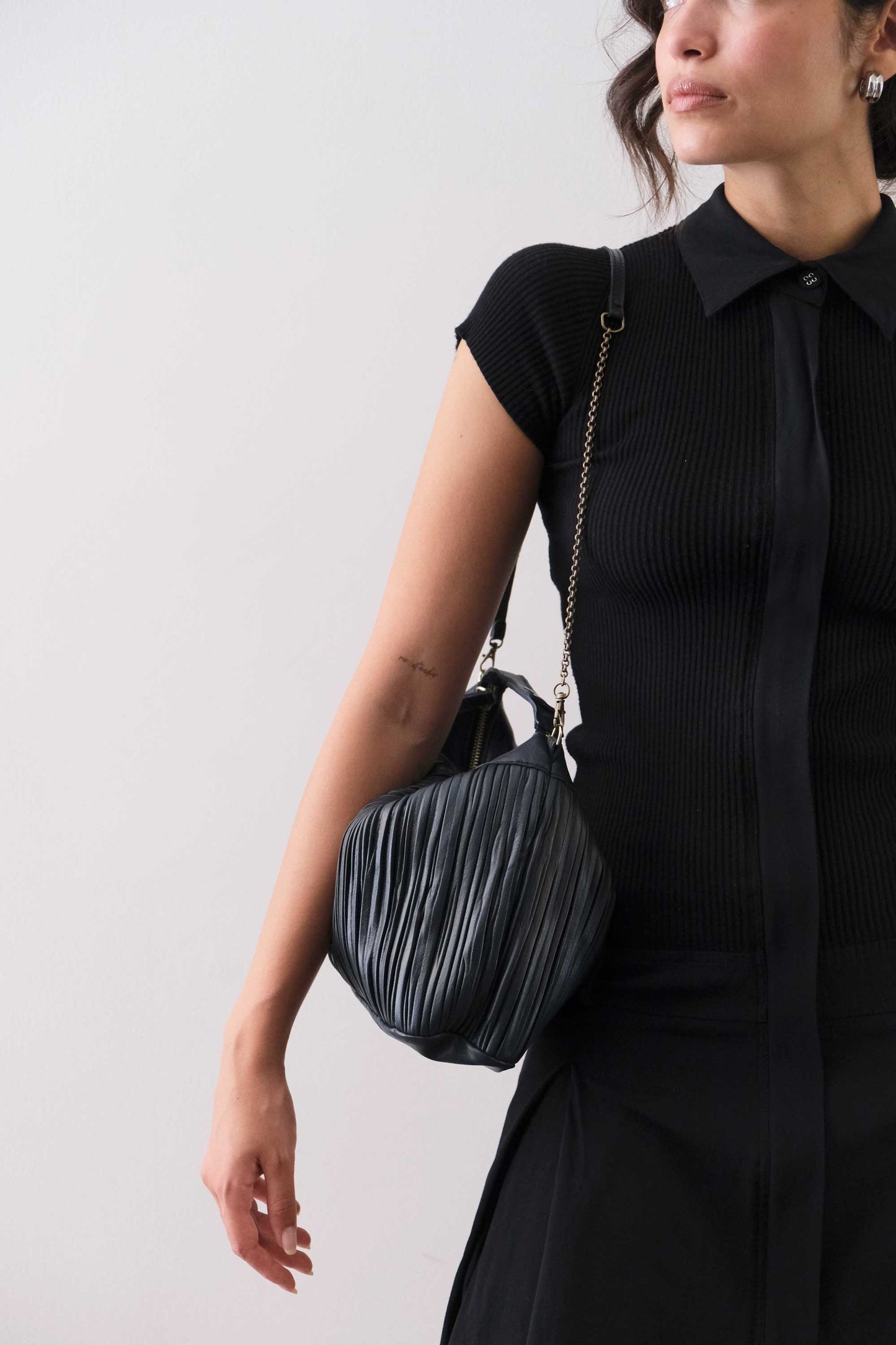 PRE ORDER discount 15%-Chicca Media hobo bag in navy pleated leather - use code PREORDER15 - ESTIMATED DELIVERY SEPTEMBER 15- Made in Italy -