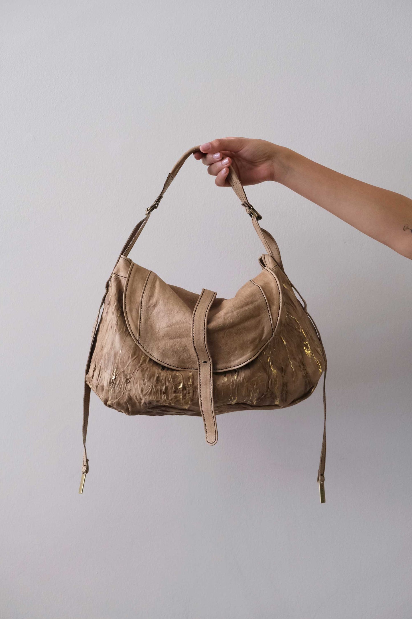 Do saddle bag in nuggets gold soft nappa lomé