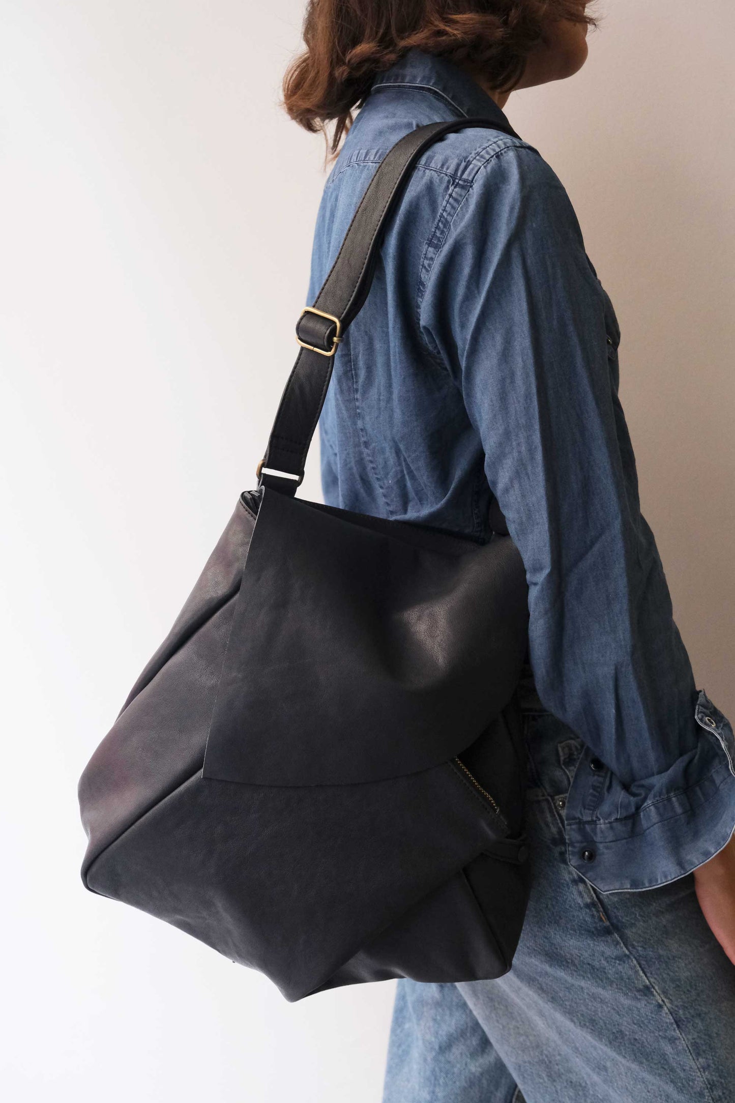 Gabri tote bag in soft nappa navy - Made in Italy -