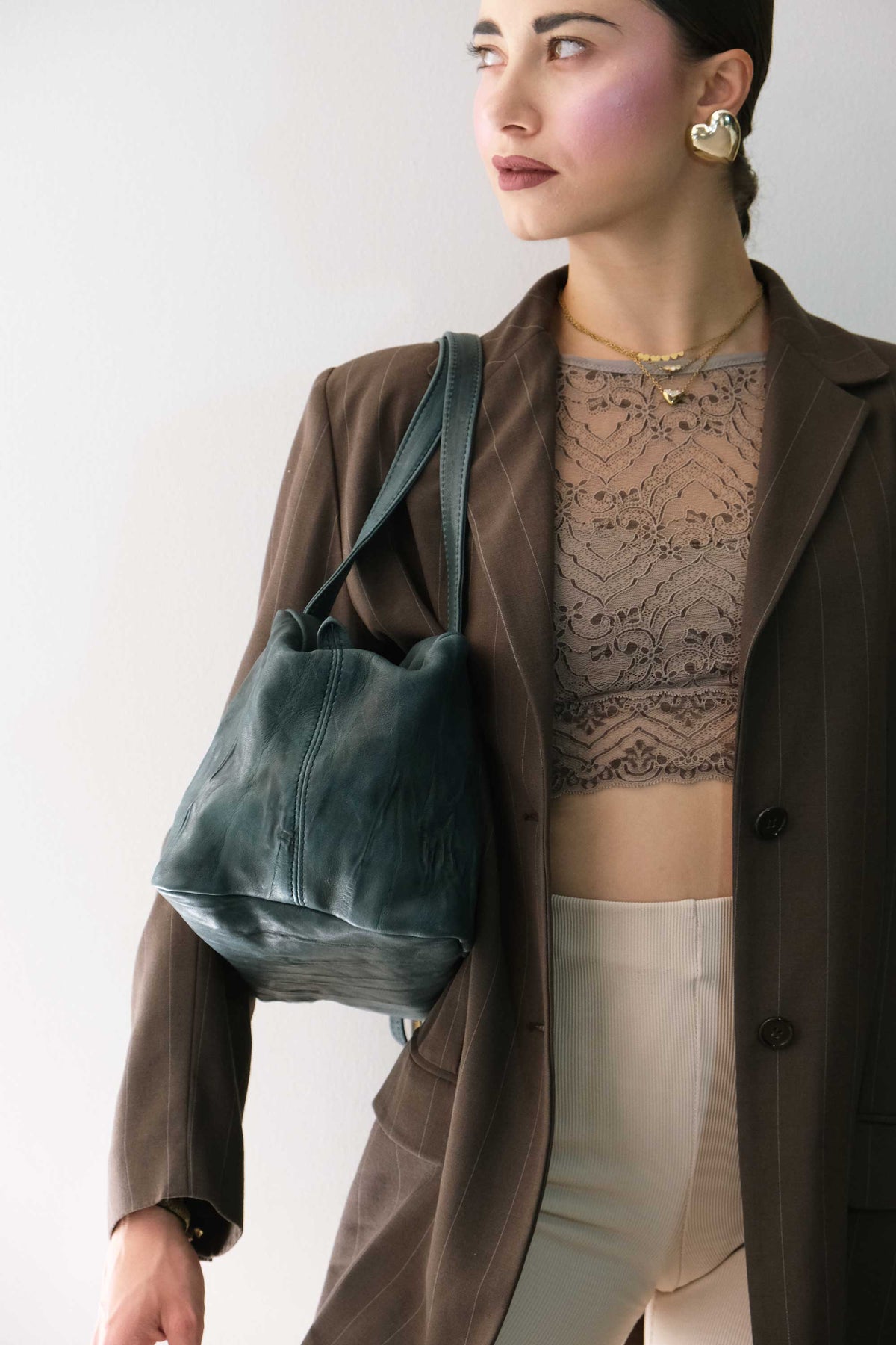 Maribè in teal lomè nappa leather – Made in Italy