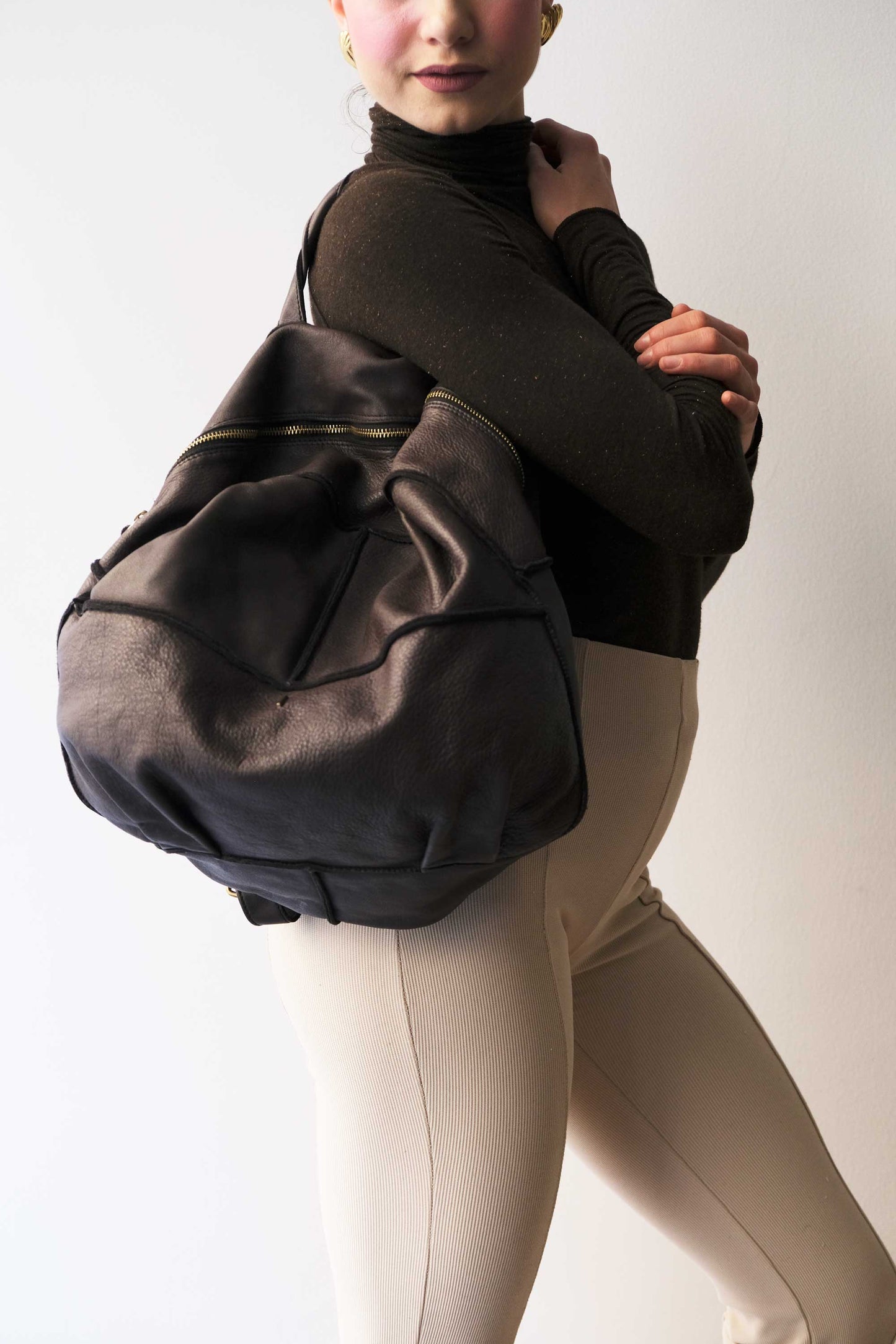 Reneri backpack brown garment-dyed leather - Made in Italy -