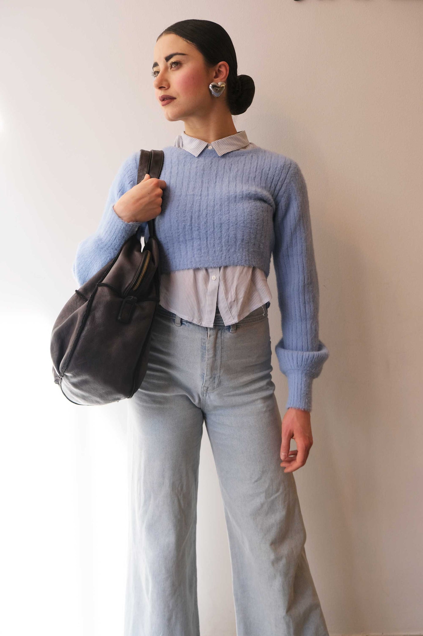 Reri bag brown garment-dyed leather - Made in Italy -