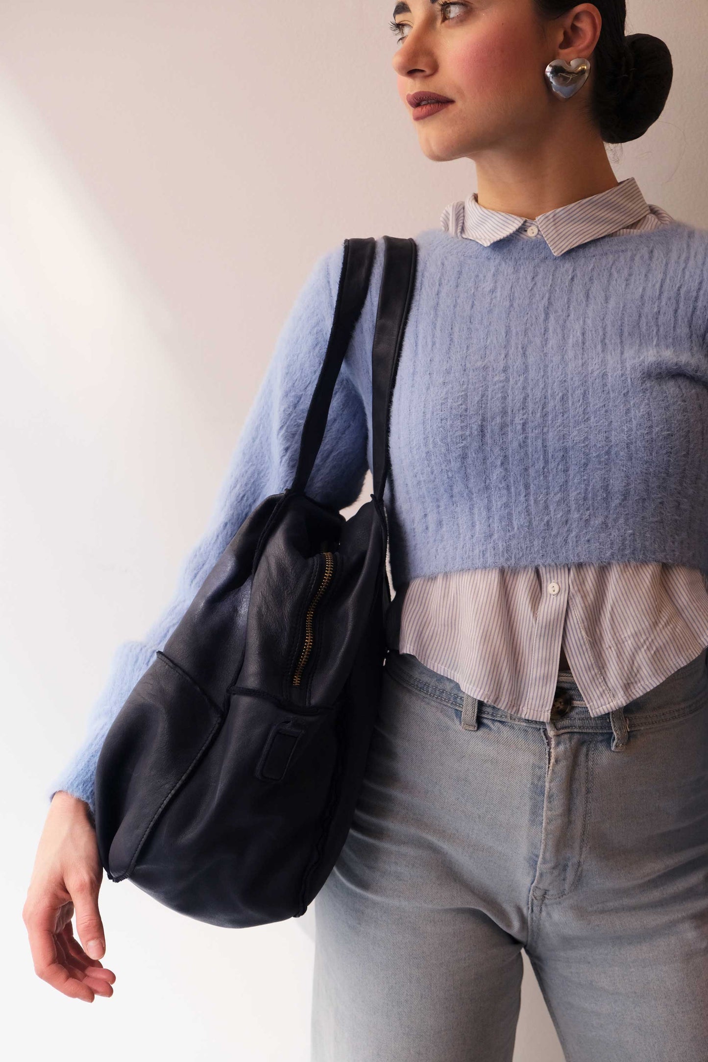 Reri bag navy garment-dyed leather - Made in Italy -