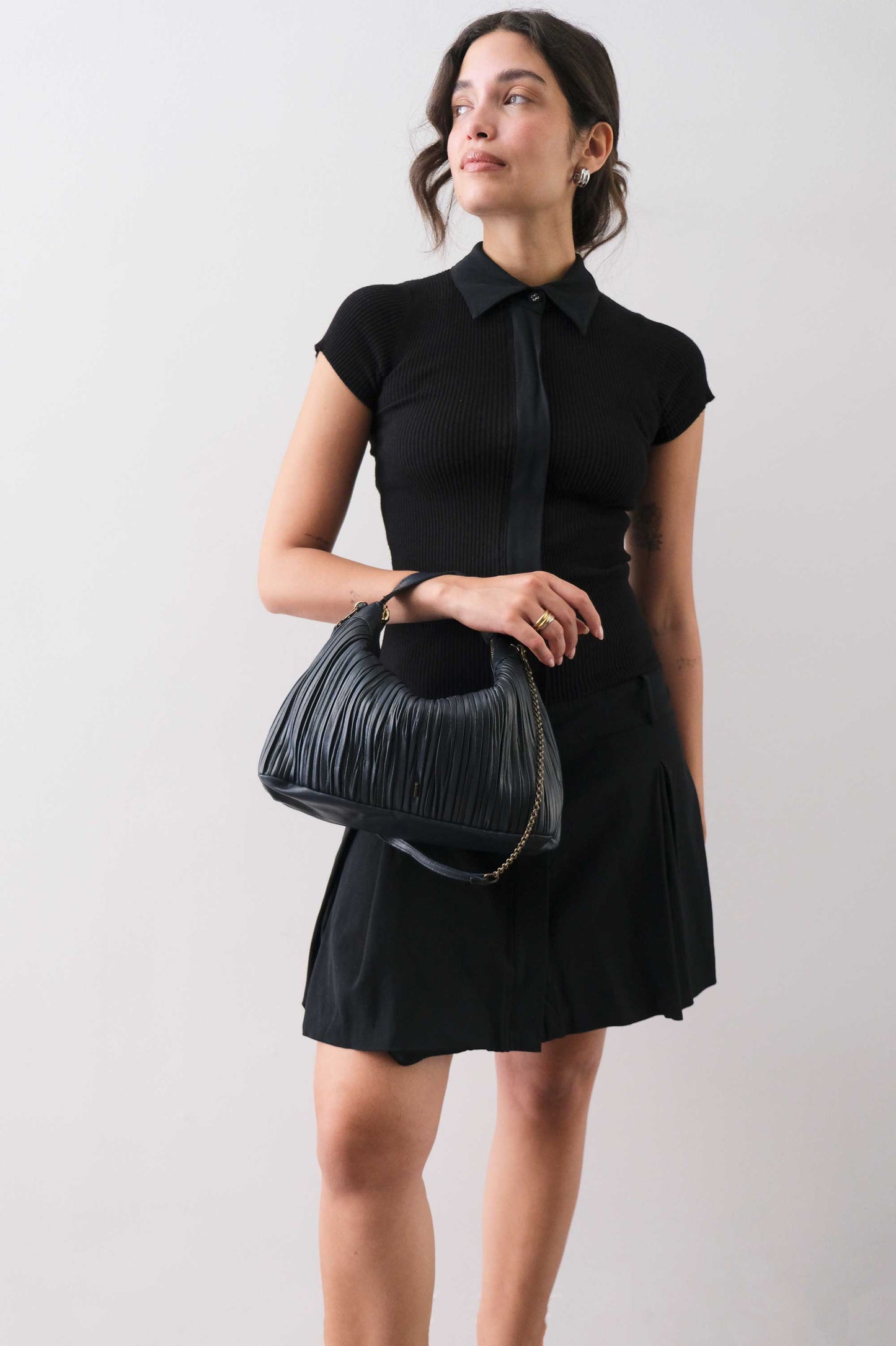 PRE ORDER discount 15%-Chicca Media hobo bag in navy pleated leather - use code PREORDER15 - ESTIMATED DELIVERY SEPTEMBER 15- Made in Italy -