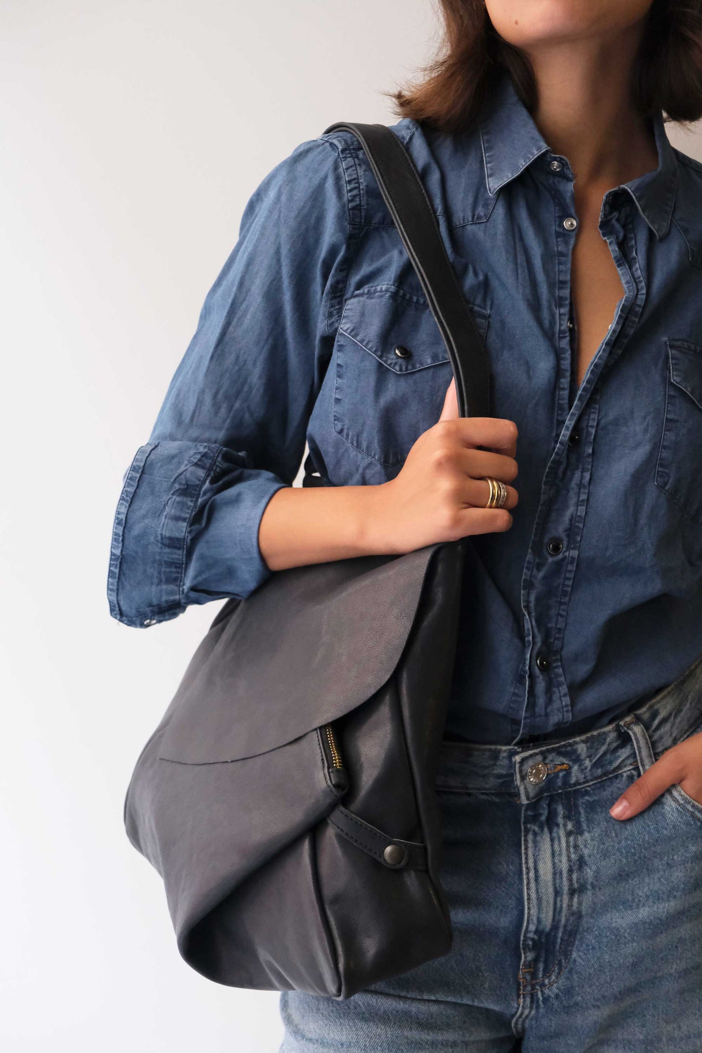 Gabri tote bag in soft nappa navy - Made in Italy -