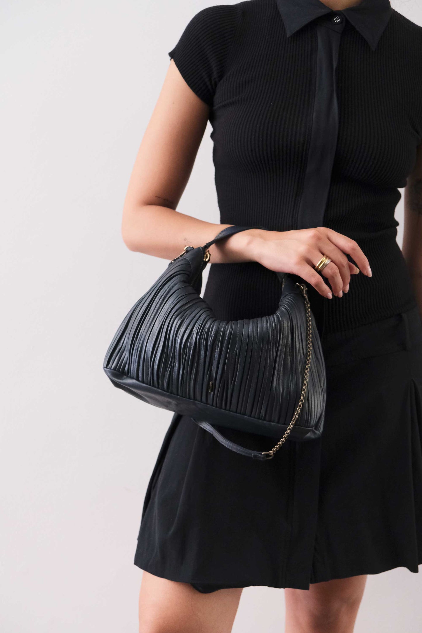 PRE ORDER discount 15%-Chicca Media hobo bag in navy pleated leather - use code PREORDER15 - ESTIMATED DELIVERY SEPTEMBER 15- Made in Italy -
