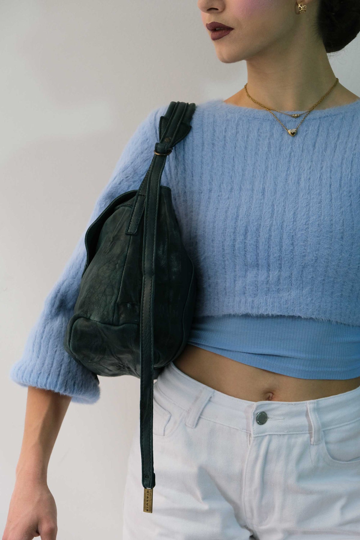 Do saddle bag in teal soft washed nappa - Made in Italy -