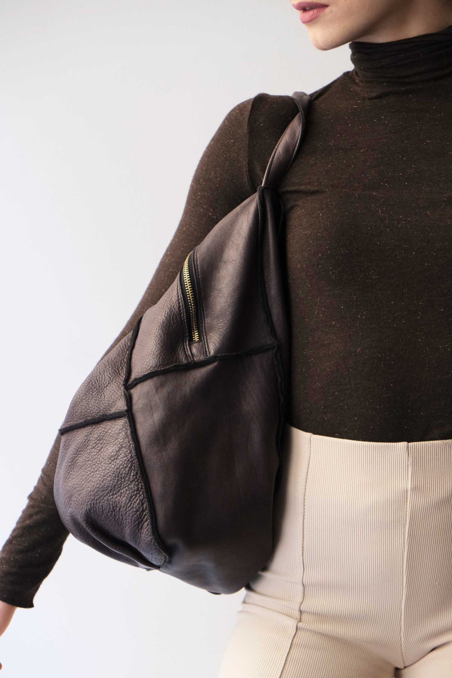 Reneri backpack brown garment-dyed leather - Made in Italy -