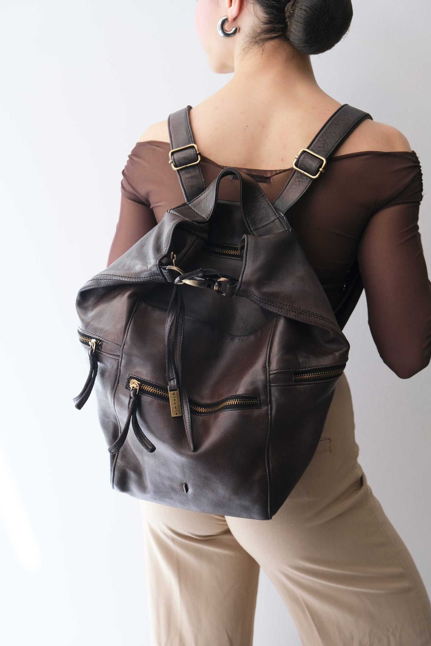 PREORDINE sconto 15% -Vicky zaino  in morbida pelle di vitello pitone effetto Turner color caffè - usa il codice PREORDER15 - LA CONSEGNA E' STIMATA 30 GIORNI DALL'ORDINE- Made in Italy -