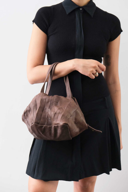 PRE ORDER discount 15%-Bobo top handle bag in brown  nappa lomè soft leather - use code PREORDER15 - ESTIMATED DELIVERY SEPTEMBER 15- Made in Italy -