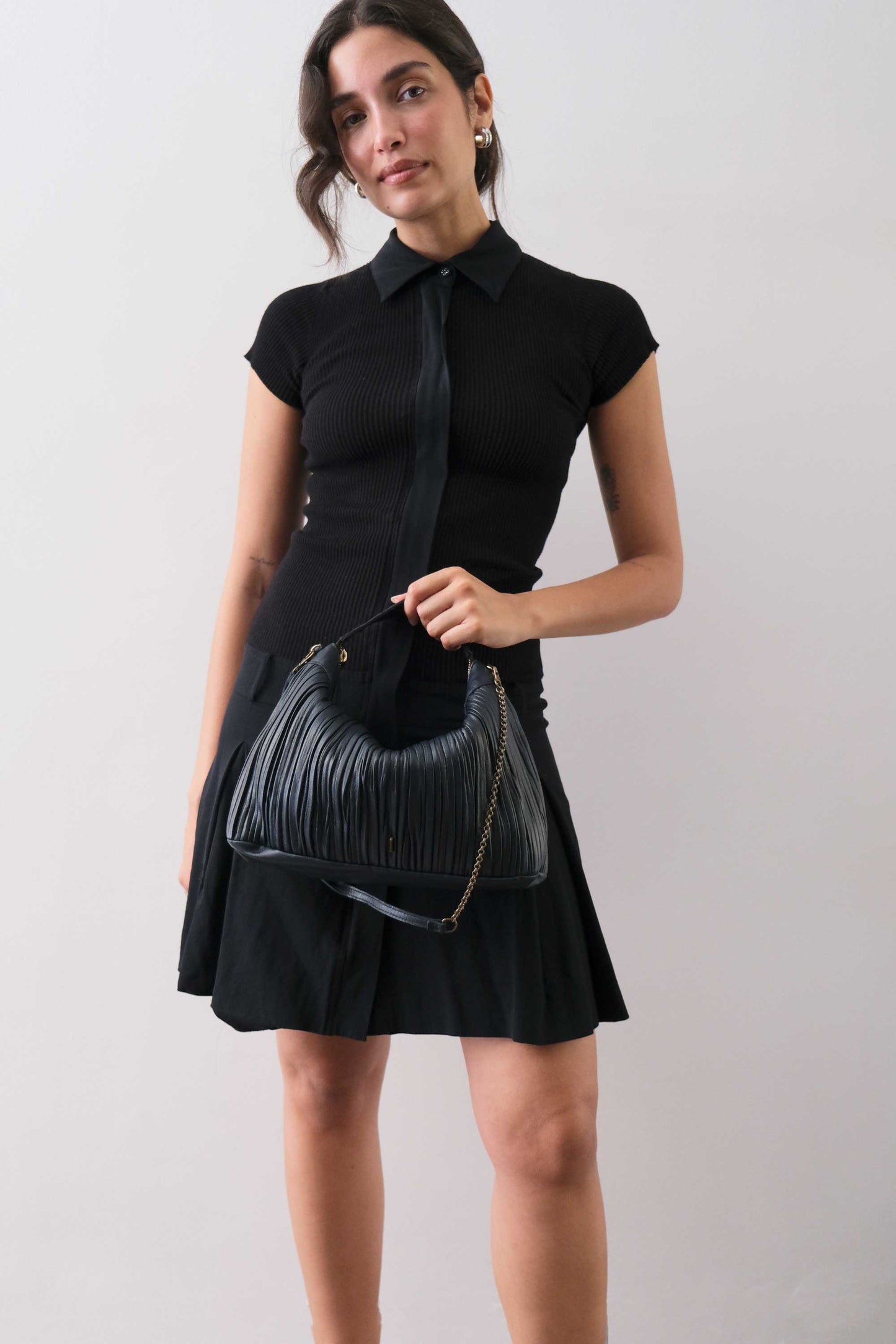 PRE ORDER discount 15%-Chicca Media hobo bag in navy pleated leather - use code PREORDER15 - ESTIMATED DELIVERY SEPTEMBER 15- Made in Italy -