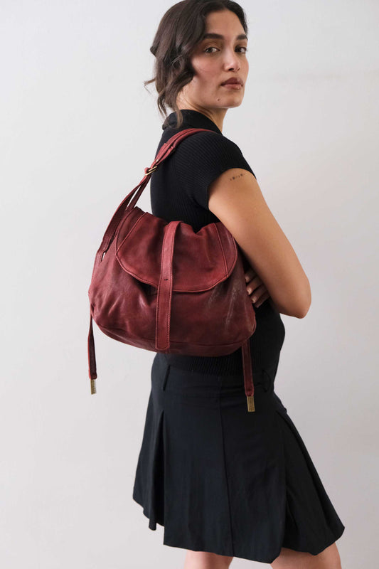 PRE ORDER discount 15%-Do saddle bag in habanero soft nappa washed - use code PREORDER15 - ESTIMATED DELIVERY SEPTEMBER 15- Made in Italy -