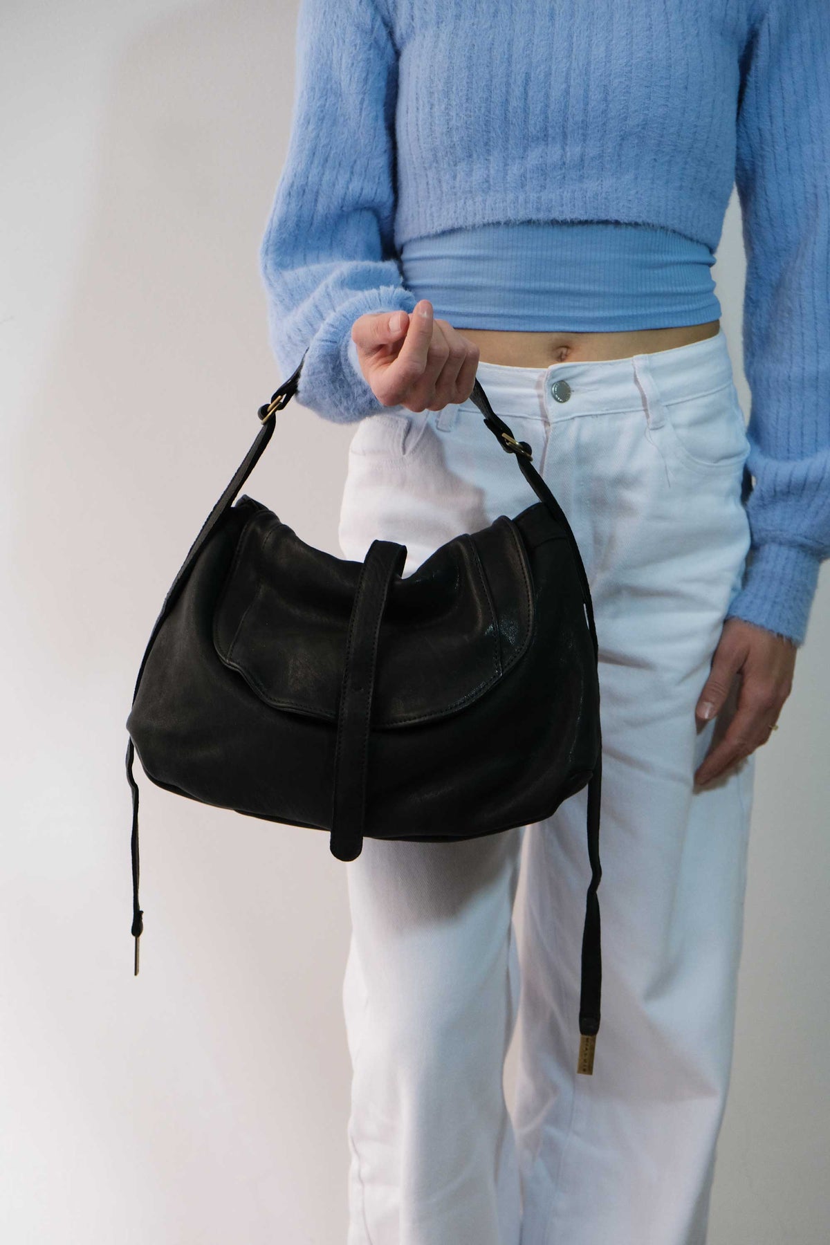 Do saddle bag in black soft washed nappa - Made in Italy -