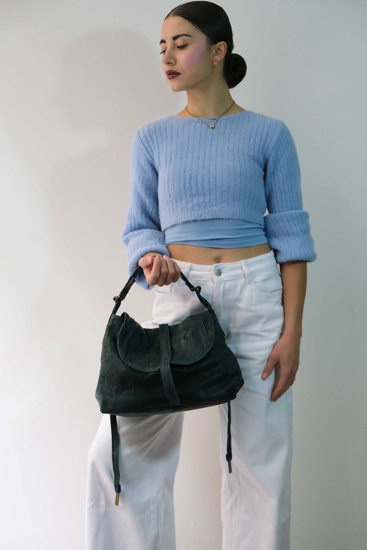 Do saddle bag in teal soft washed nappa - Made in Italy -