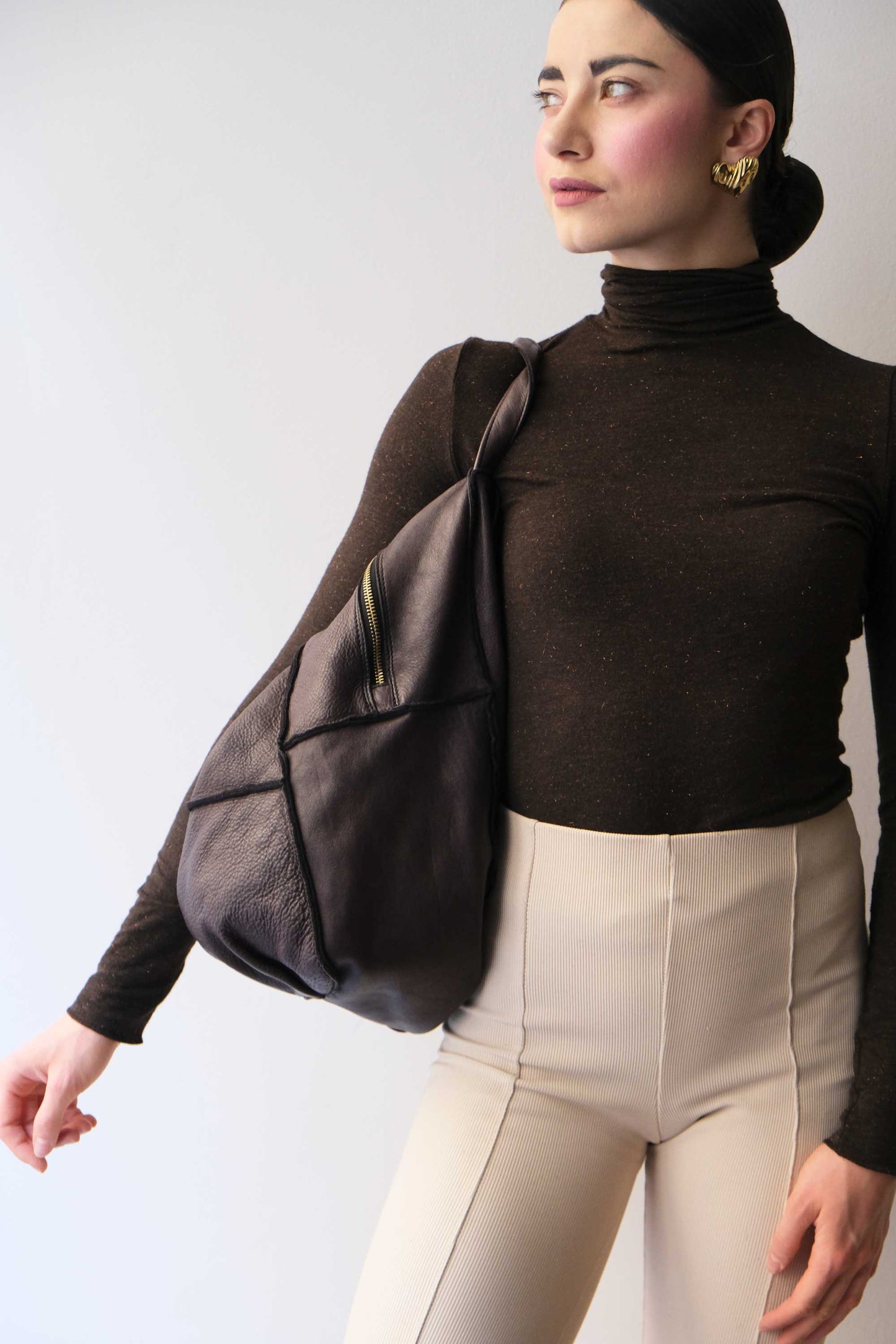 Reneri backpack brown garment-dyed leather - Made in Italy -