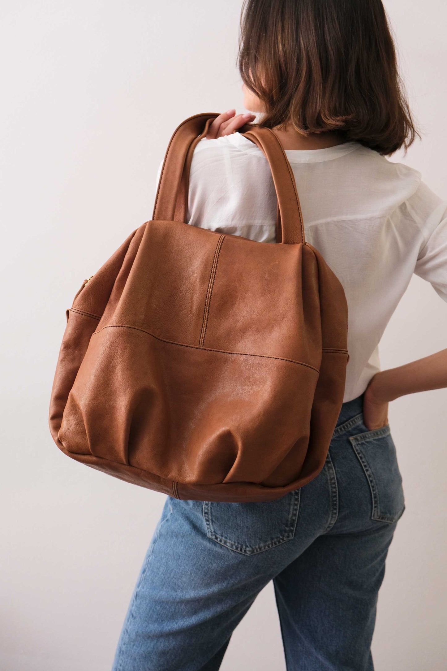 Riri tote bag in nappa cognac