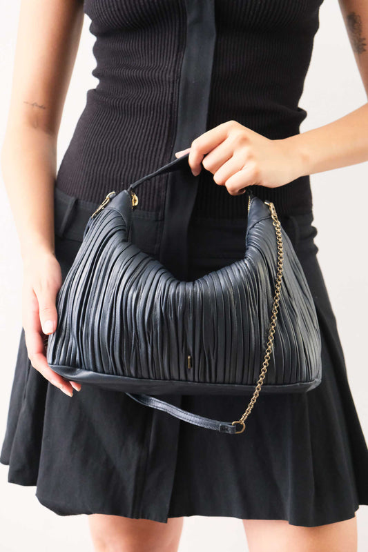 PRE ORDER discount 15%-Chicca Media hobo bag in navy pleated leather - use code PREORDER15 - ESTIMATED DELIVERY SEPTEMBER 15- Made in Italy -
