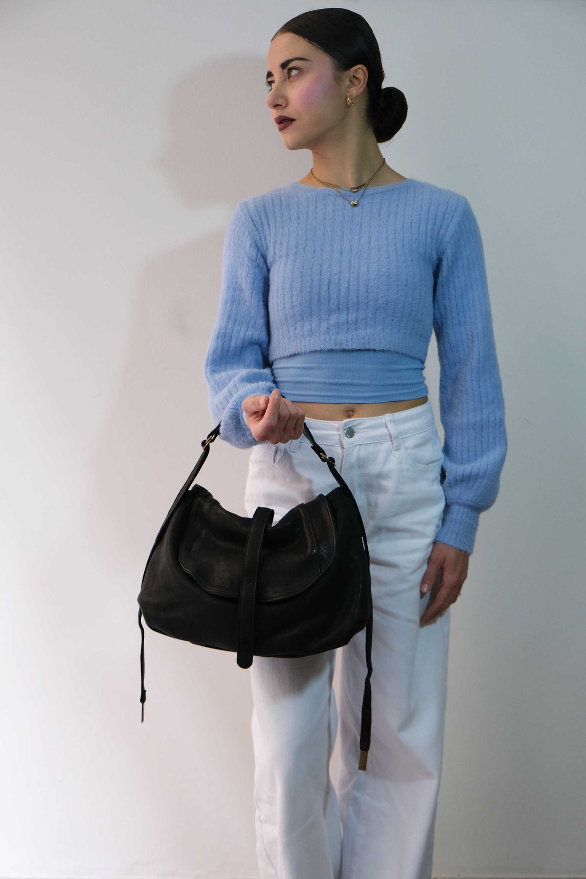 Do saddle bag in black soft washed nappa - Made in Italy -
