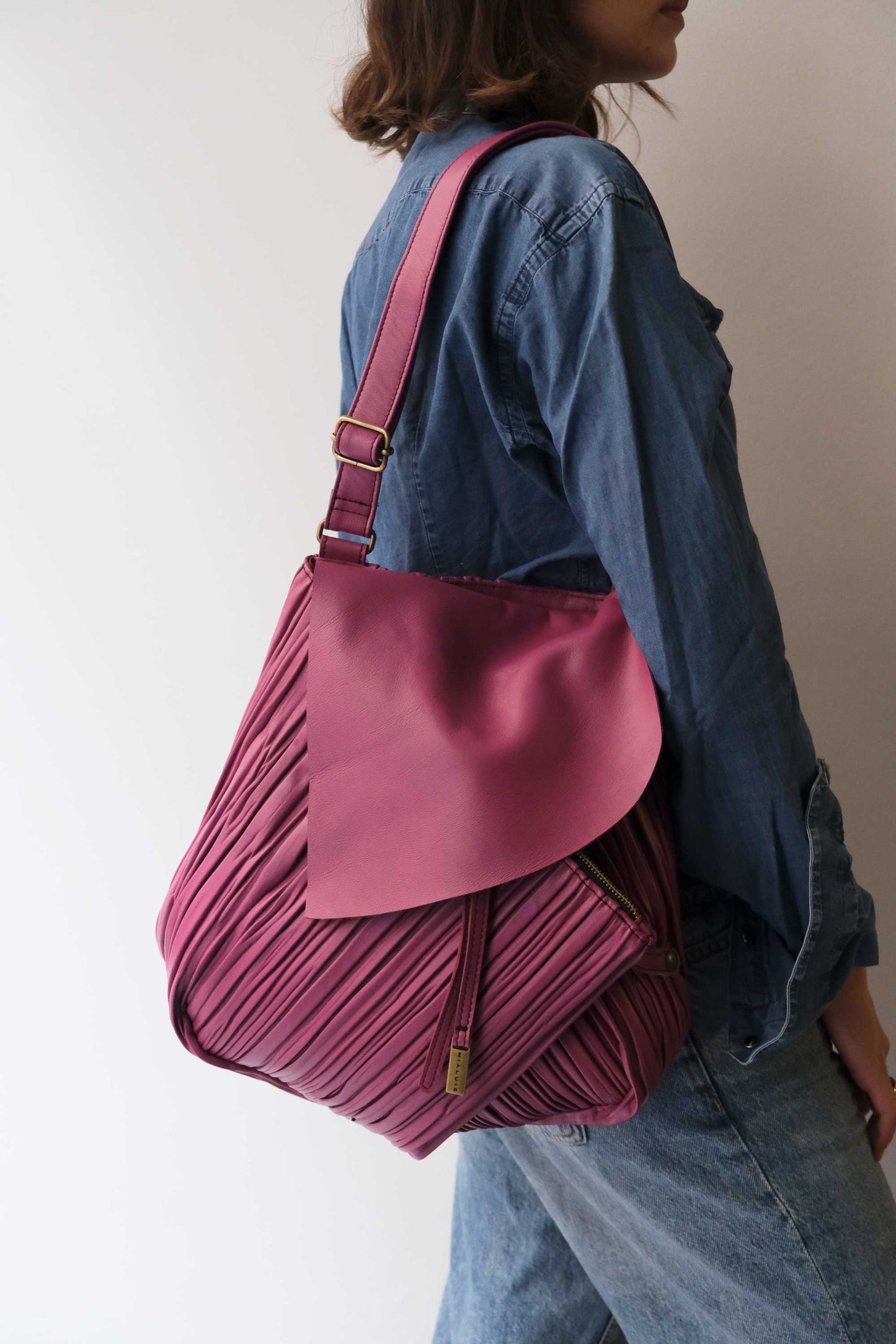 Gabri tote bag in pleated barolo colour nappa leather - Made in Italy -